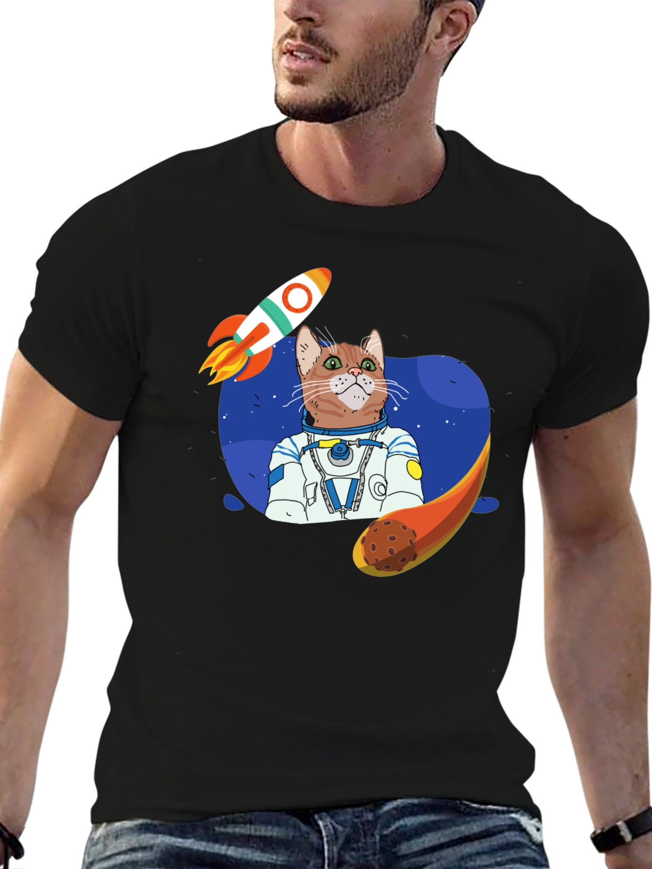 Astronaut Cat Graphic T-Shirt