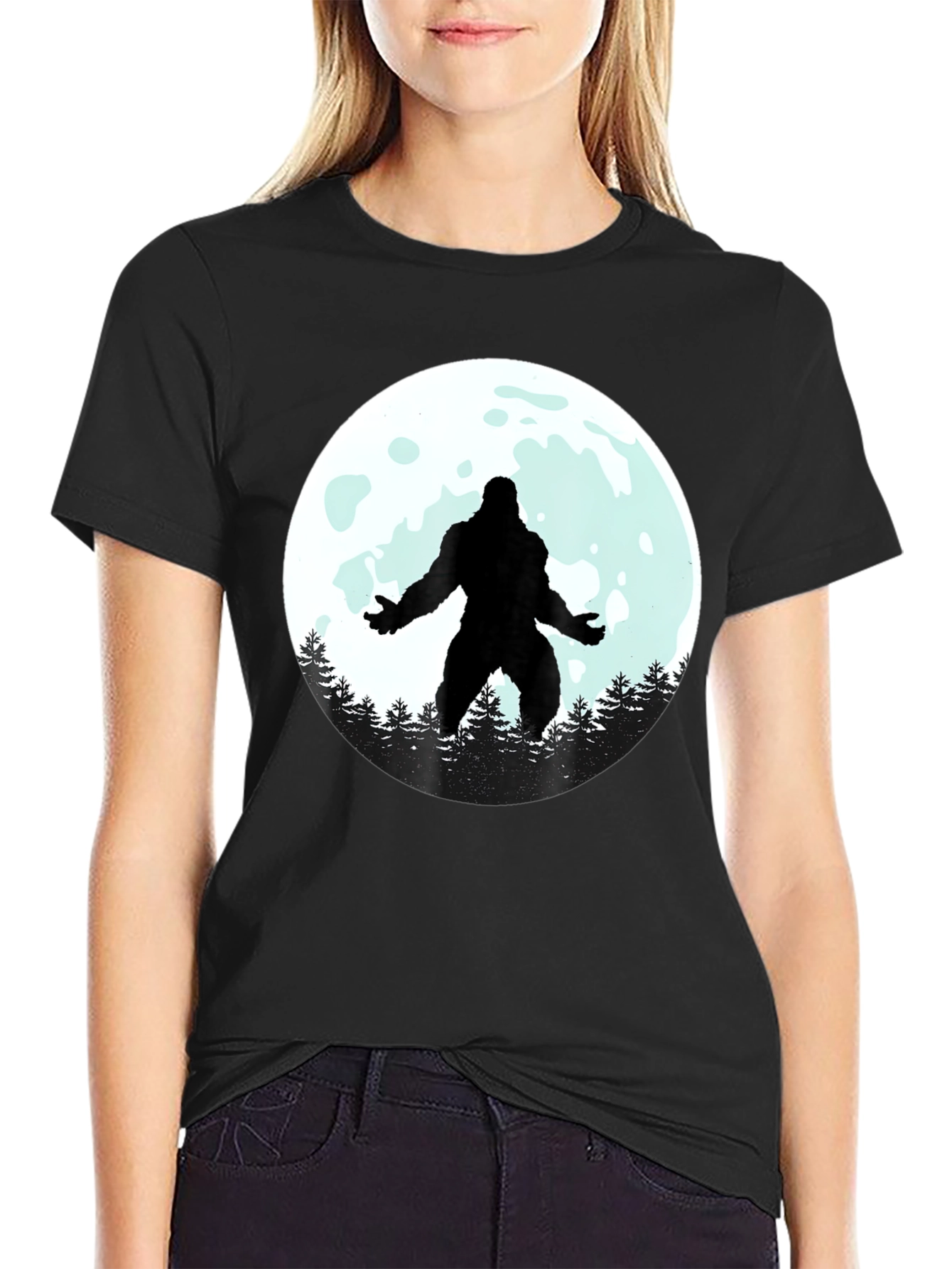 Bigfoot Moon Graphic Tee - Black