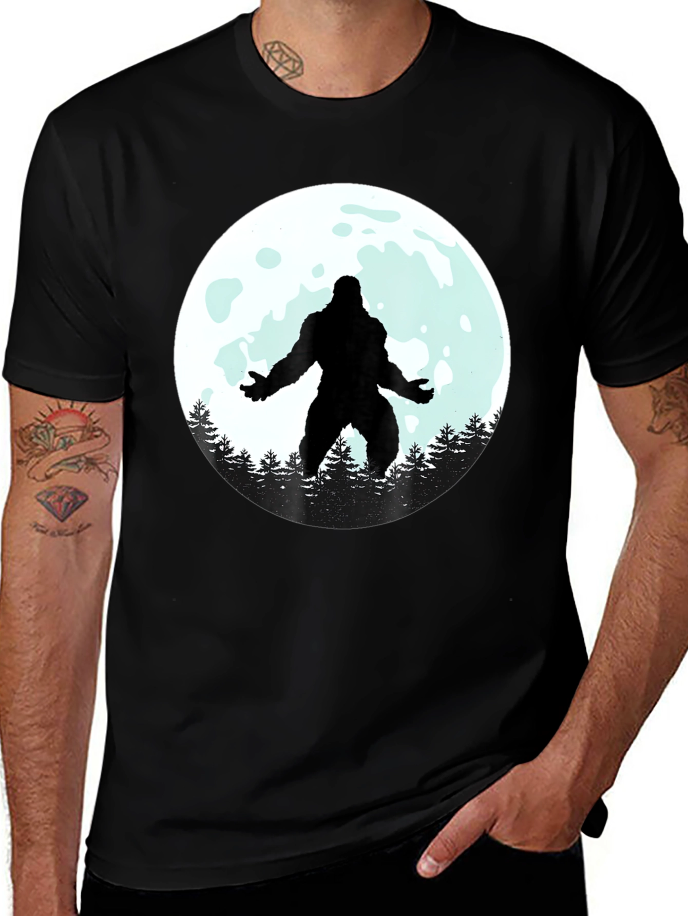 Bigfoot Moon Graphic Tee - Black