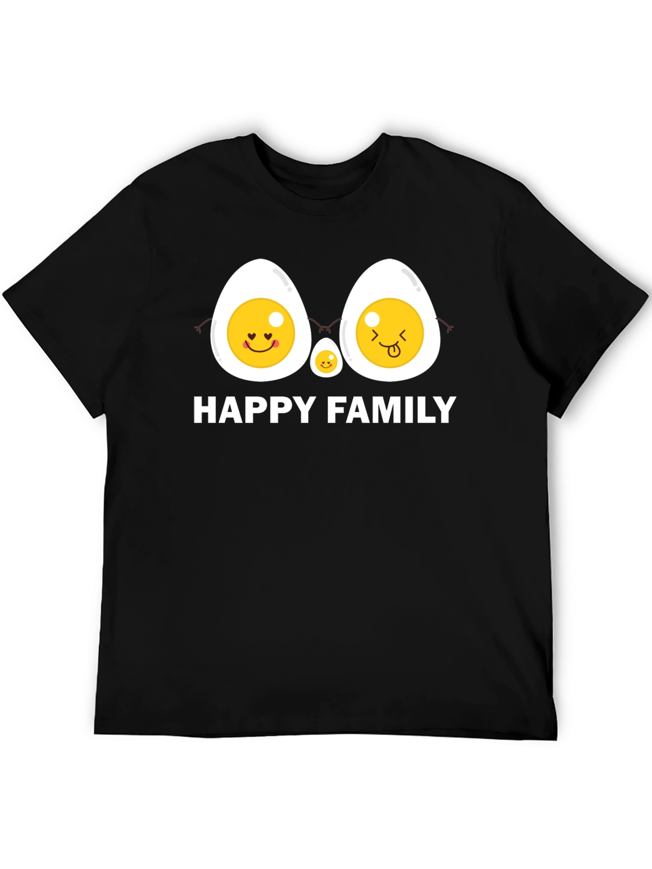 Happy Egg Family Graphic T-Shirt - Black