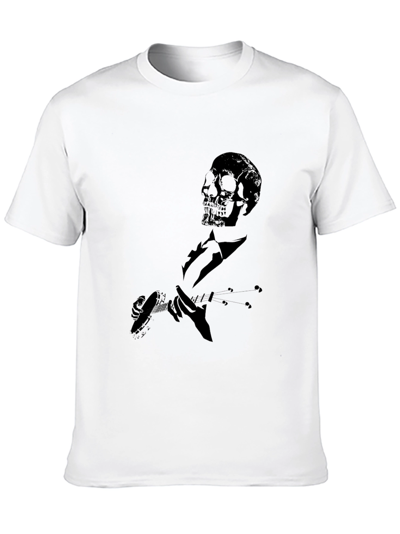 Skull Guitarist Graphic Tee - Mens Black T-Shirt