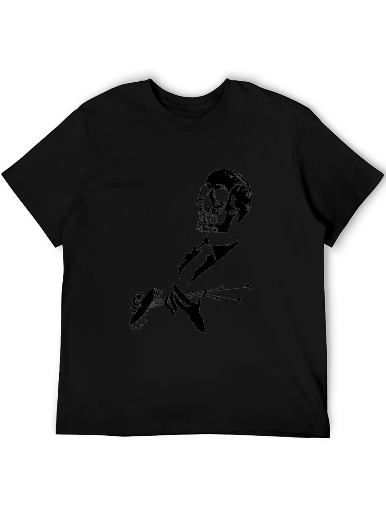 Skull Guitarist Graphic Tee - Mens Black T-Shirt