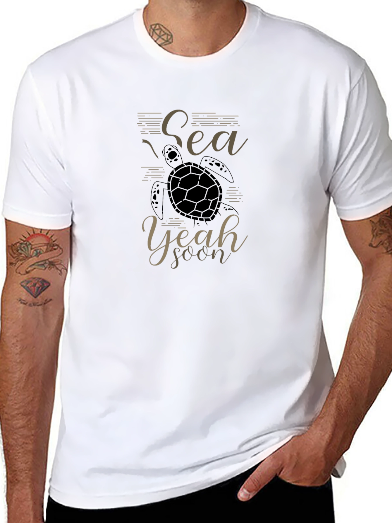 Sea Turtle Graphic T-Shirt - Black