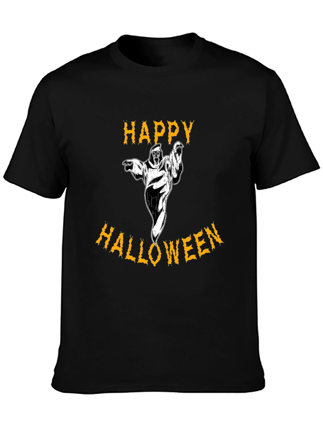 Happy Halloween Ghost Black Graphic T-Shirt