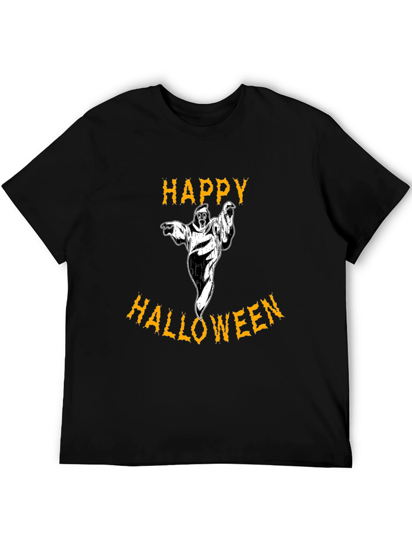 Happy Halloween Ghost Black Graphic T-Shirt