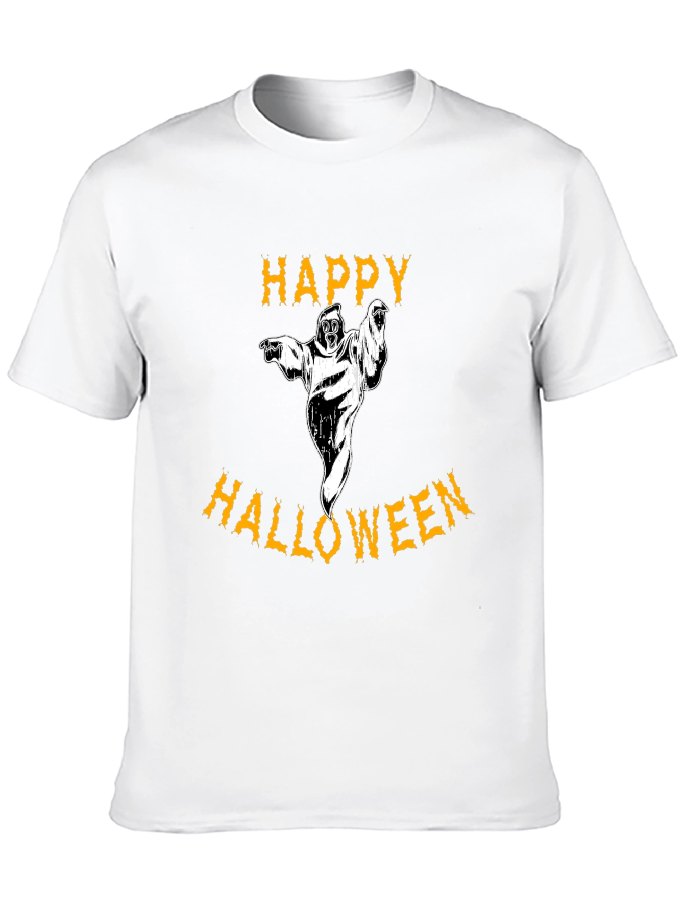 Happy Halloween Ghost Black Graphic T-Shirt