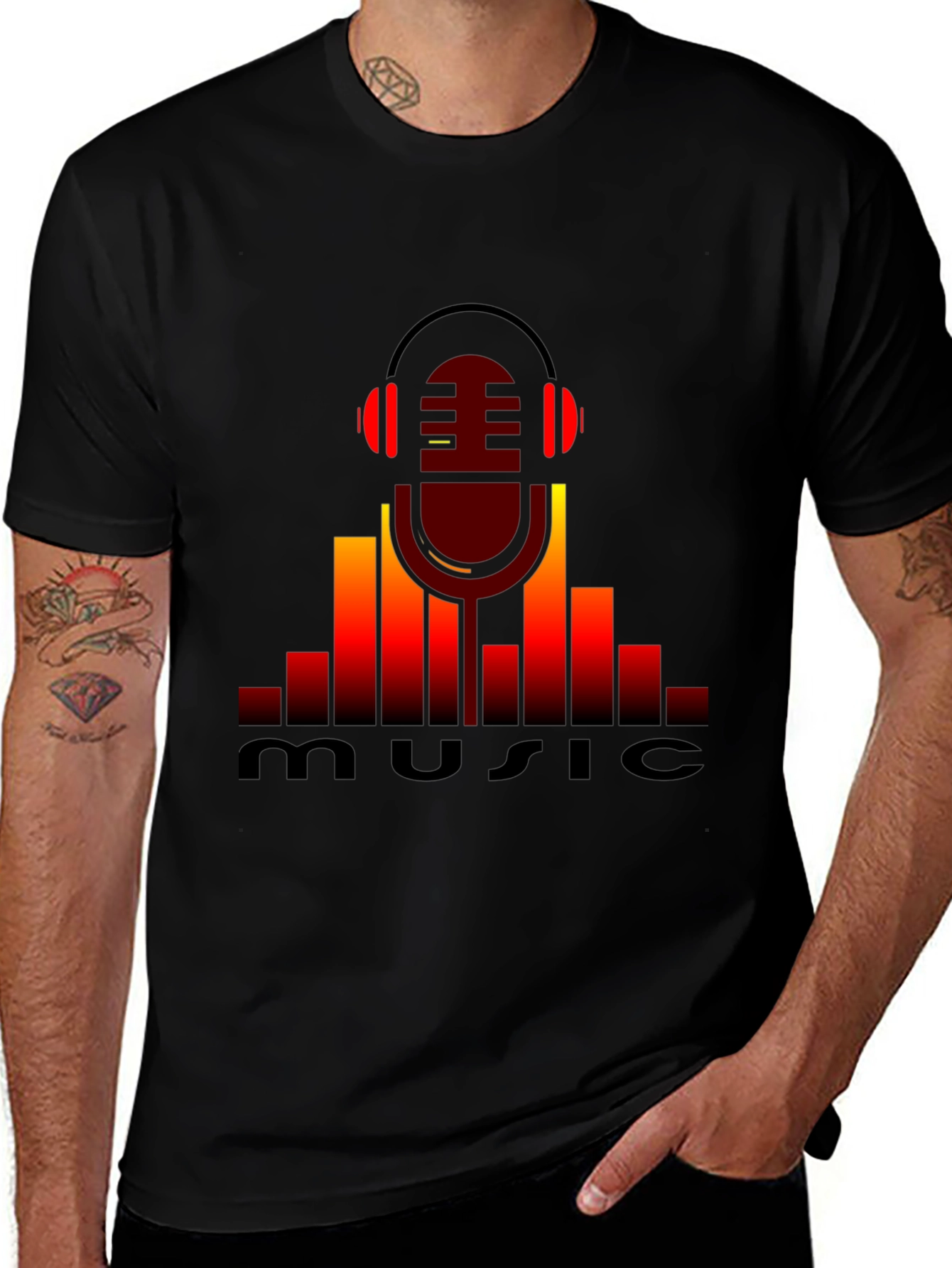 Music Lovers Black Graphic T-Shirt