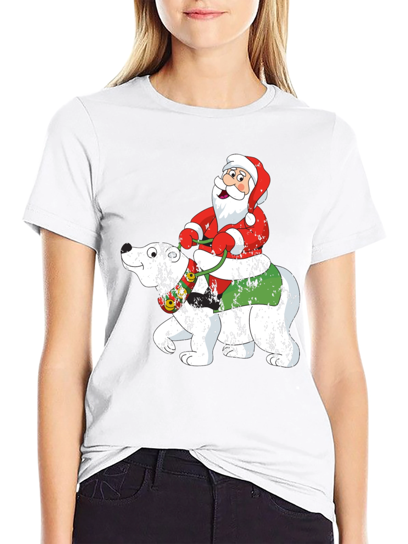 Santa Riding Polar Bear Holiday T-Shirt
