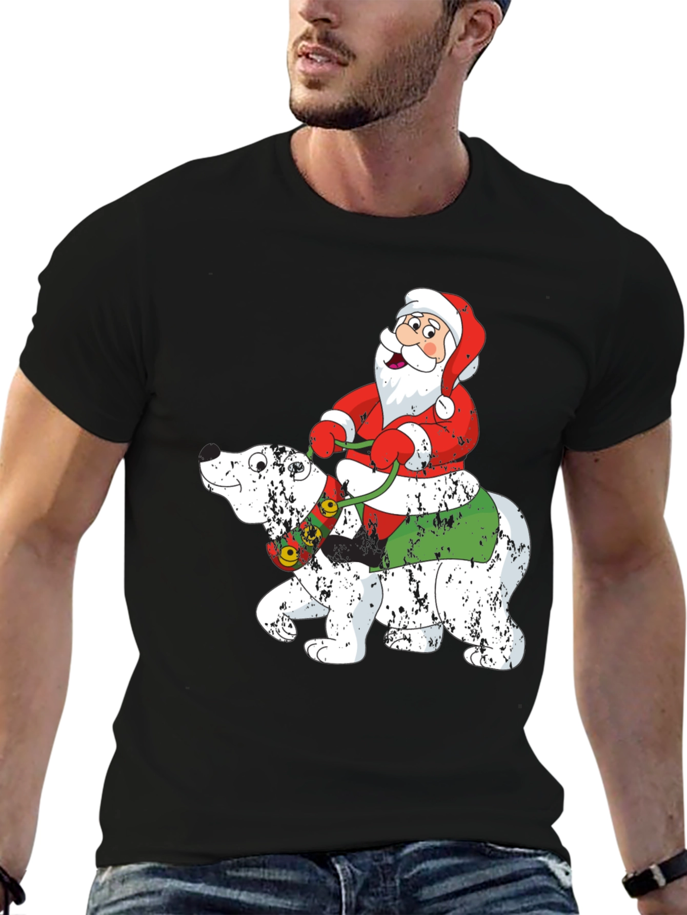 Santa Riding Polar Bear Holiday T-Shirt