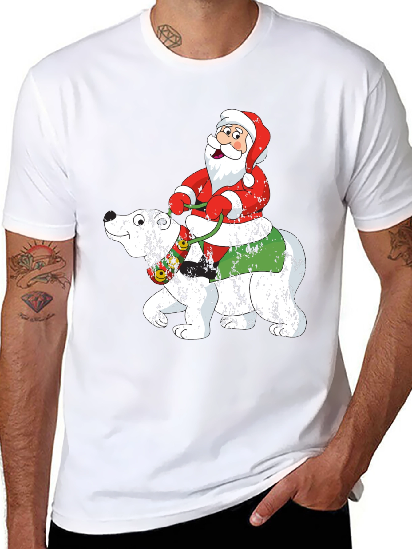 Santa Riding Polar Bear Holiday T-Shirt