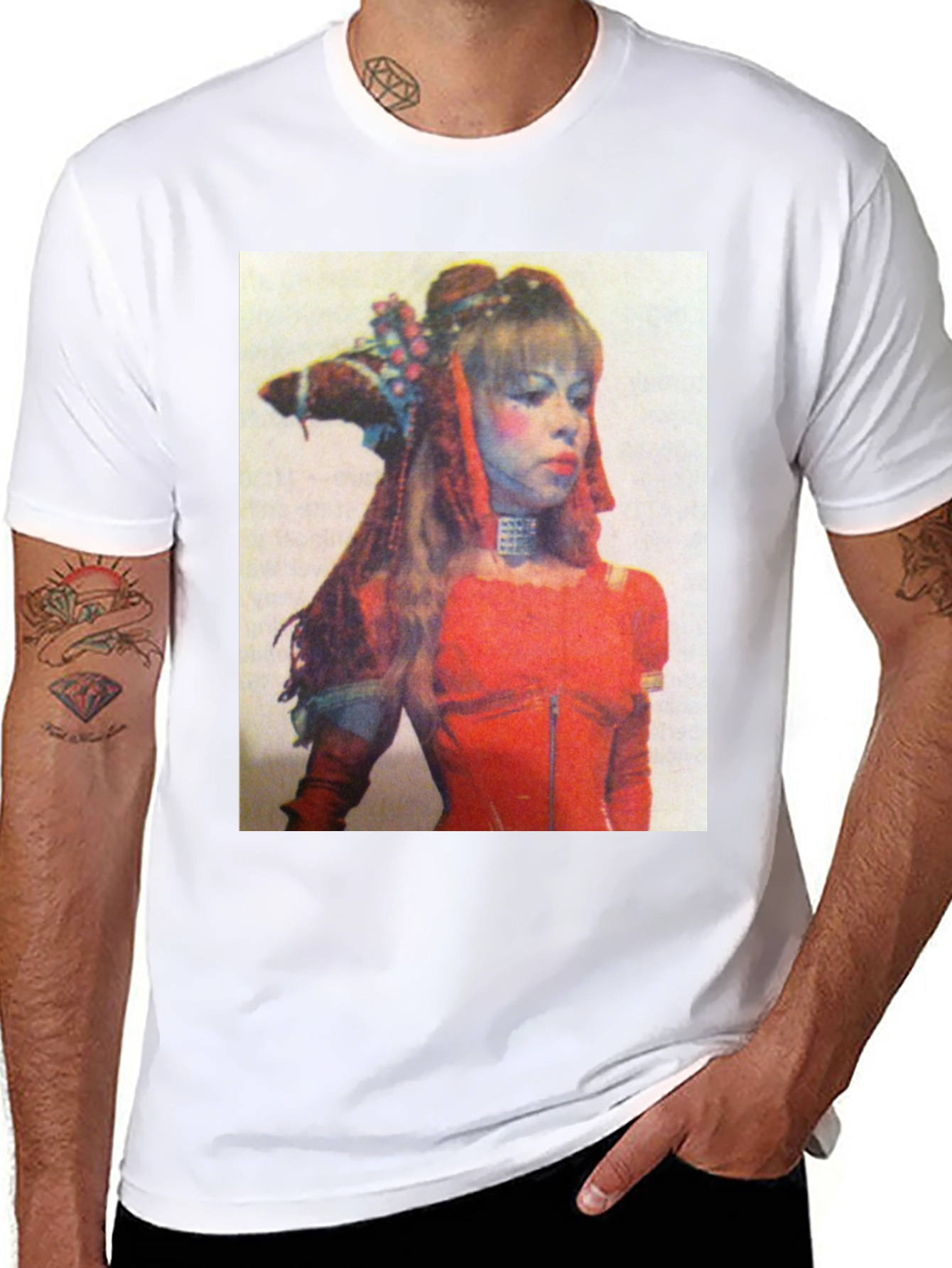 Retro Woman Graphic Print T-Shirt - Black