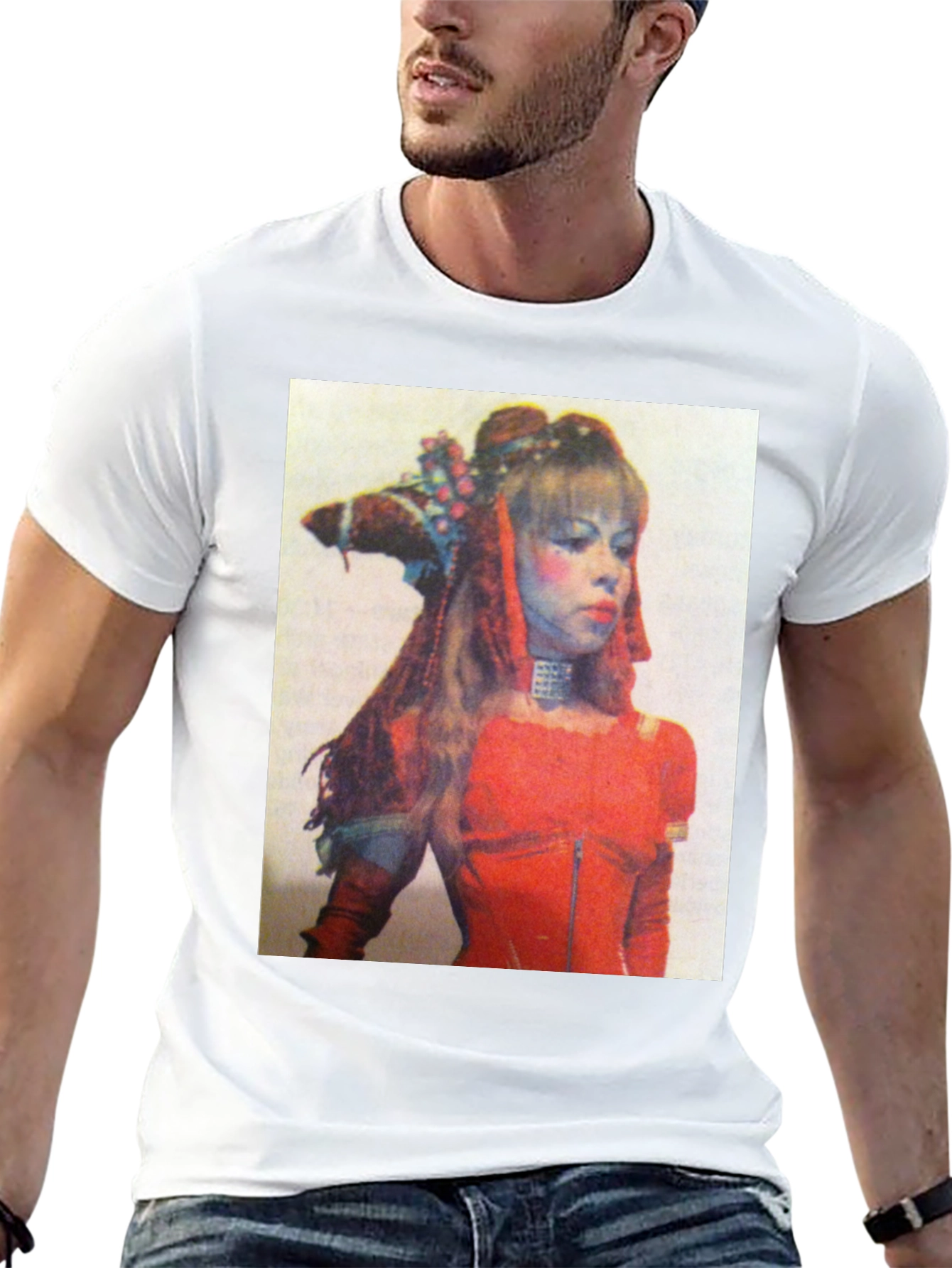 Retro Woman Graphic Print T-Shirt - Black