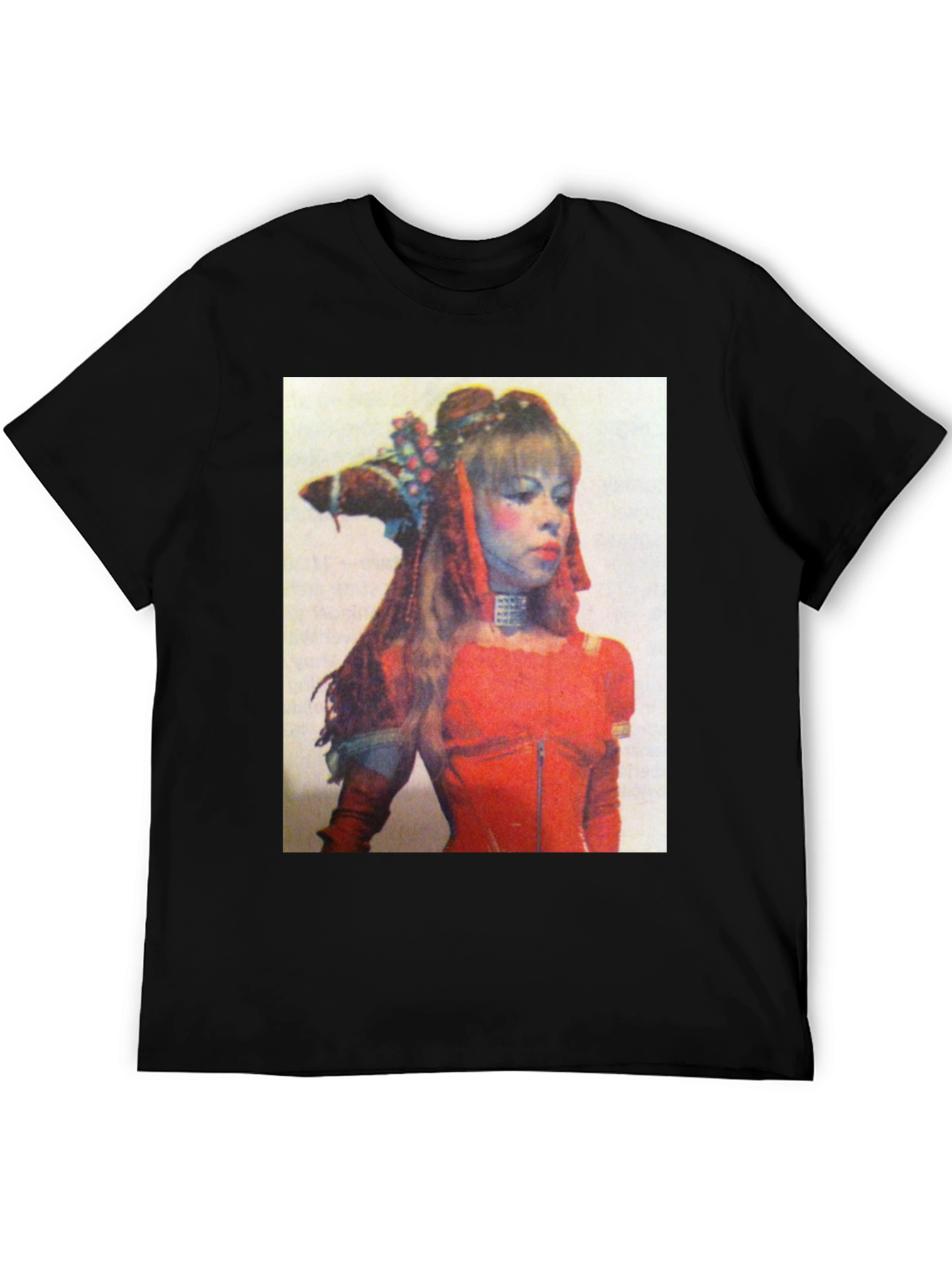 Retro Woman Graphic Print T-Shirt - Black