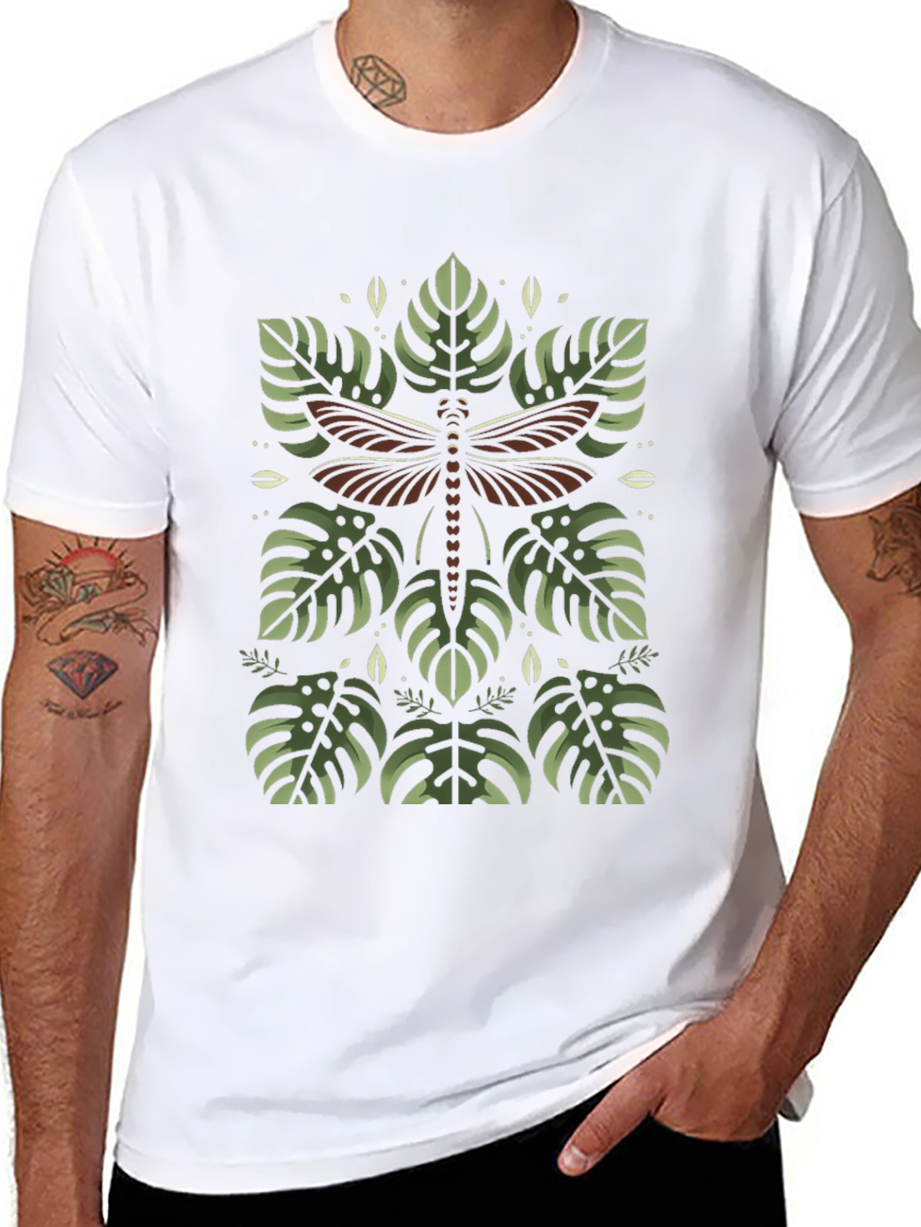 Botanical Dragonfly Graphic Tee - Stylish and Unique