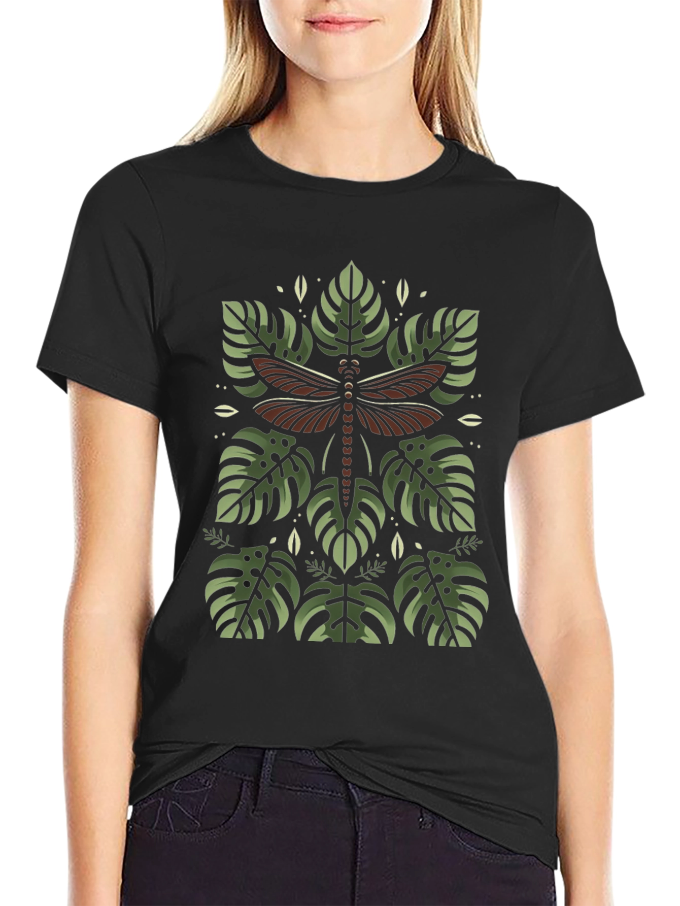 Botanical Dragonfly Graphic Tee - Stylish and Unique