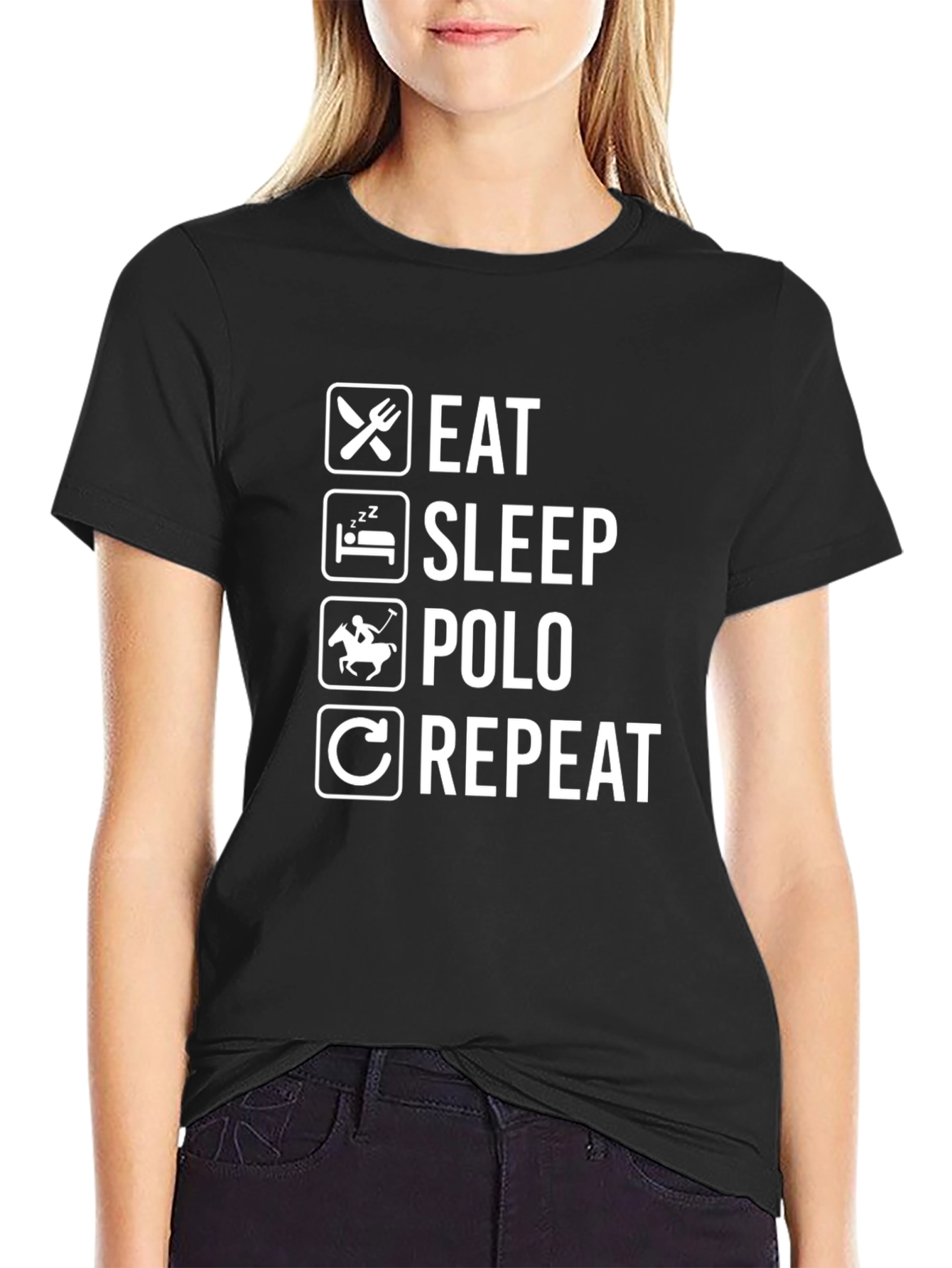 Eat Sleep Polo Repeat Graphic Tee - Black T-Shirt