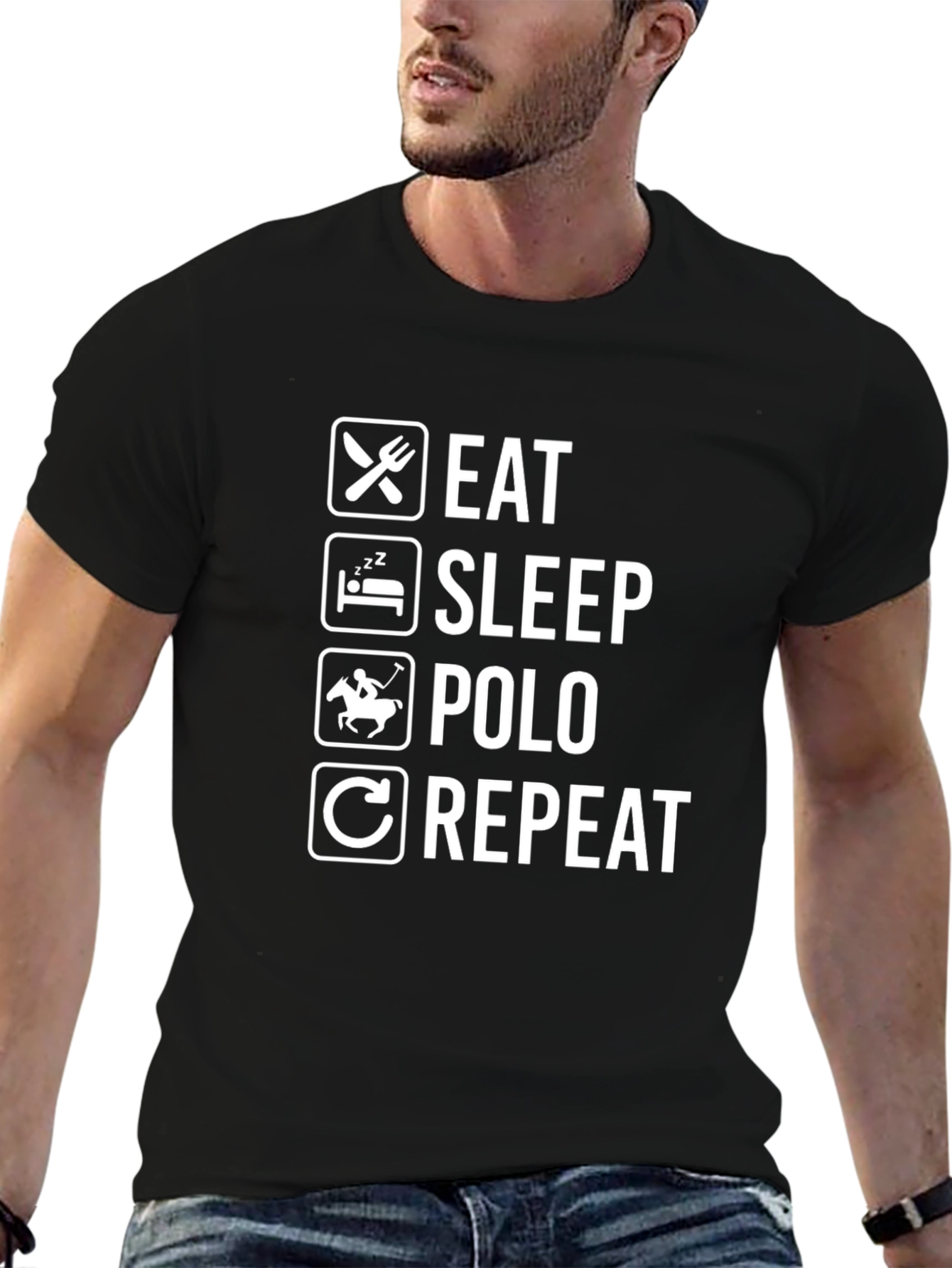 Eat Sleep Polo Repeat Graphic Tee - Black T-Shirt