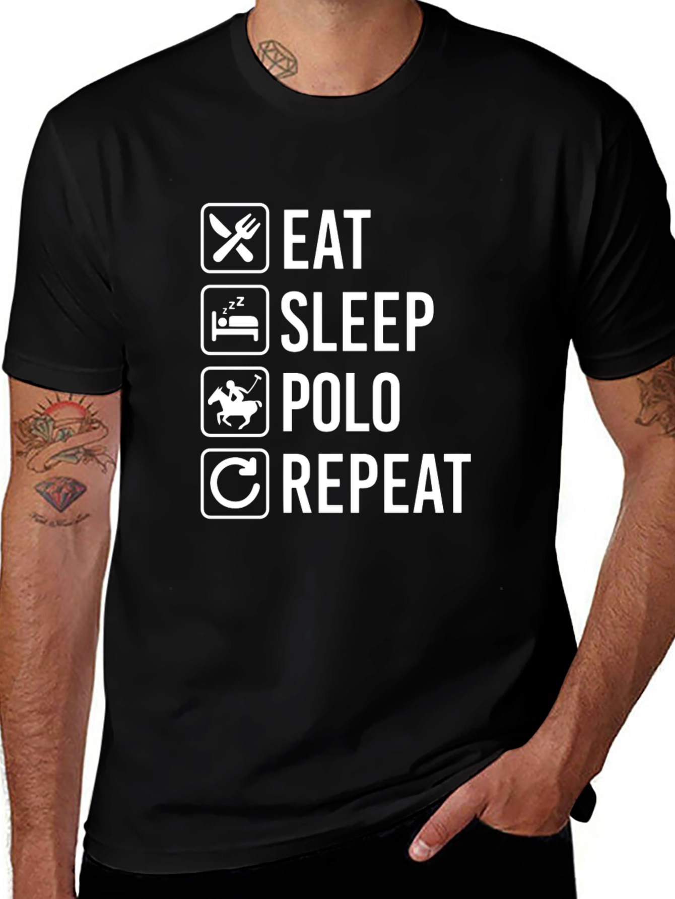 Eat Sleep Polo Repeat Graphic Tee - Black T-Shirt