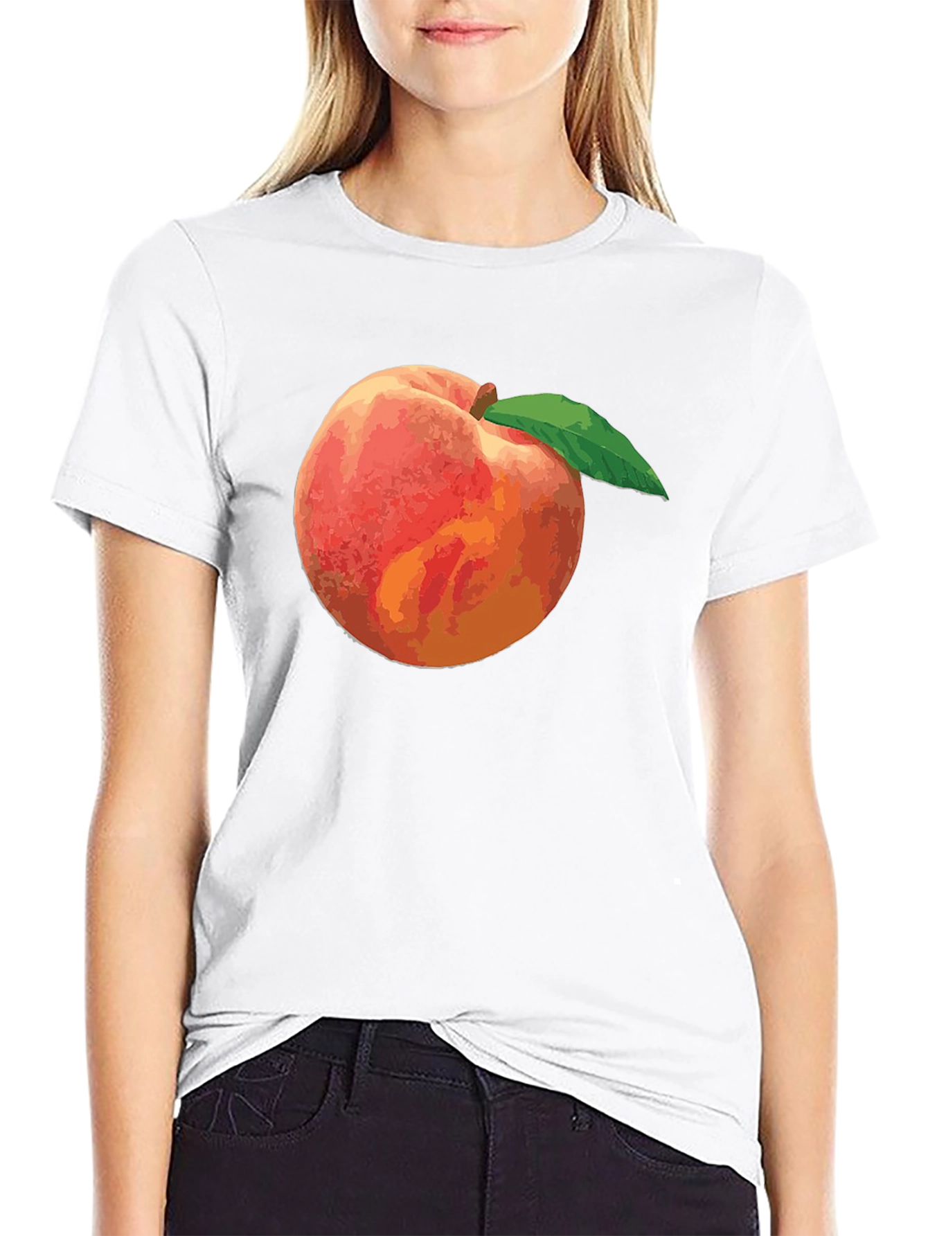 Peach Graphic Tee - Black Casual Shirt