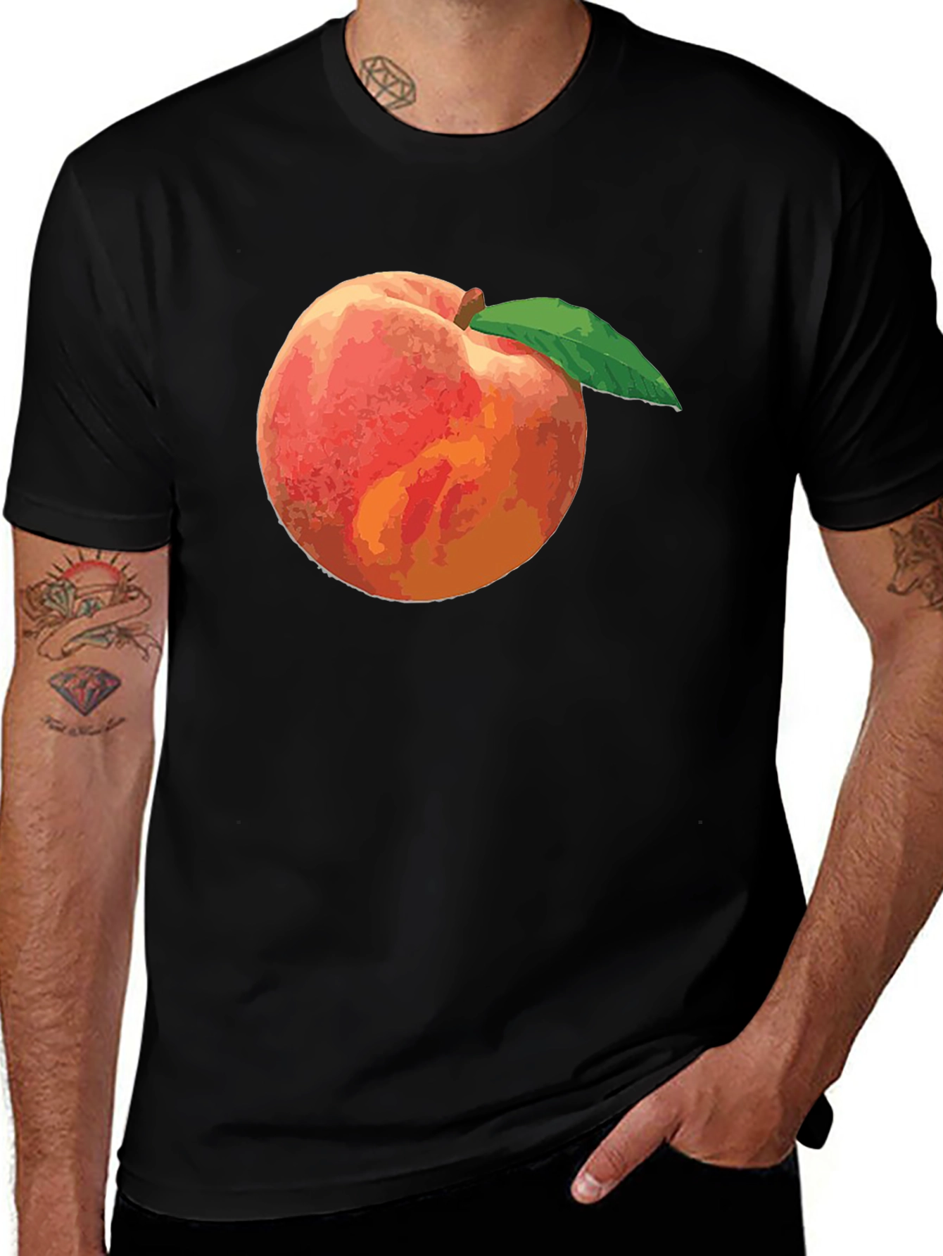 Peach Graphic Tee - Black Casual Shirt
