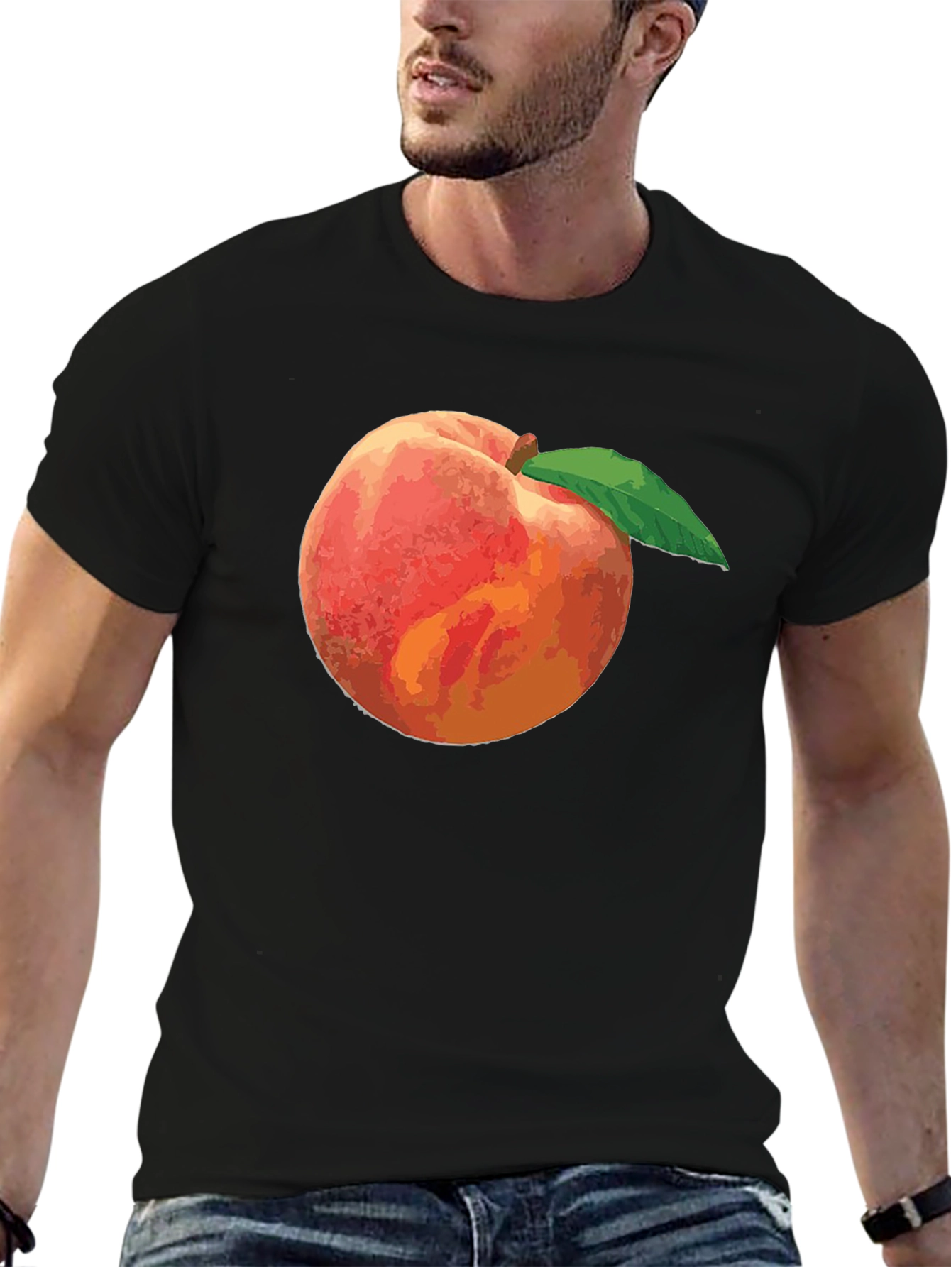 Peach Graphic Tee - Black Casual Shirt