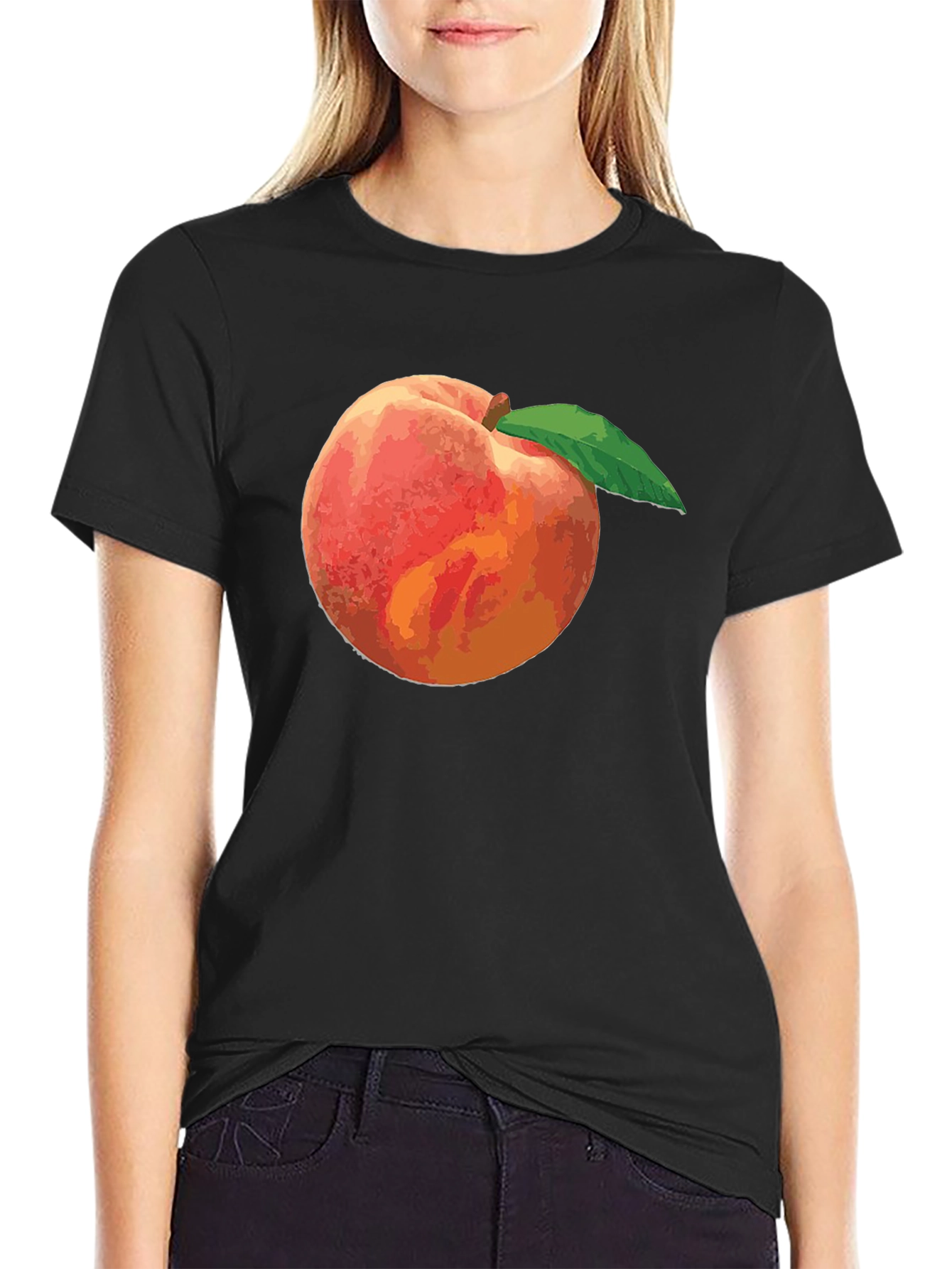 Peach Graphic Tee - Black Casual Shirt