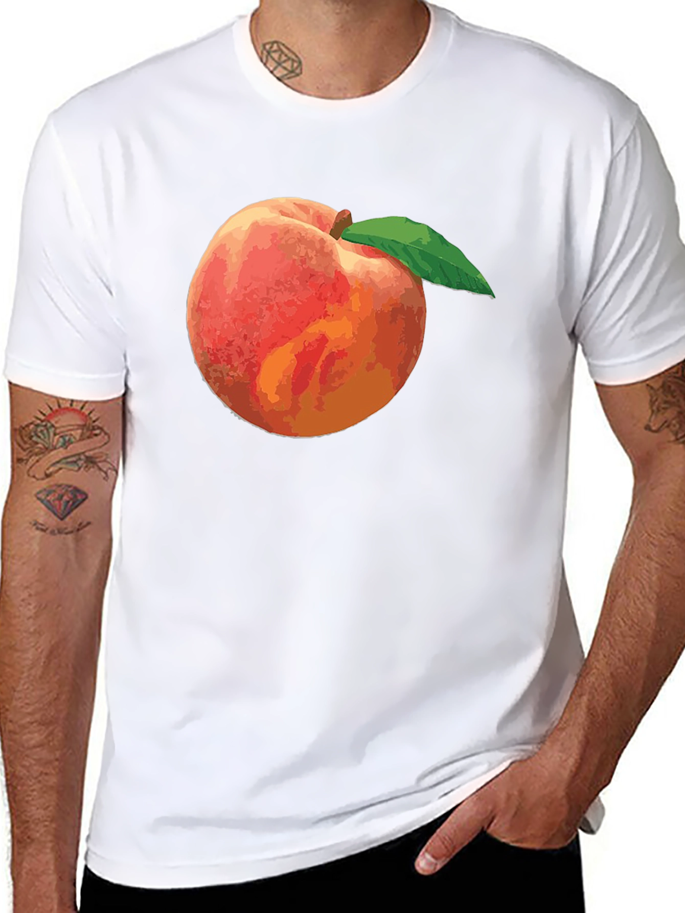 Peach Graphic Tee - Black Casual Shirt