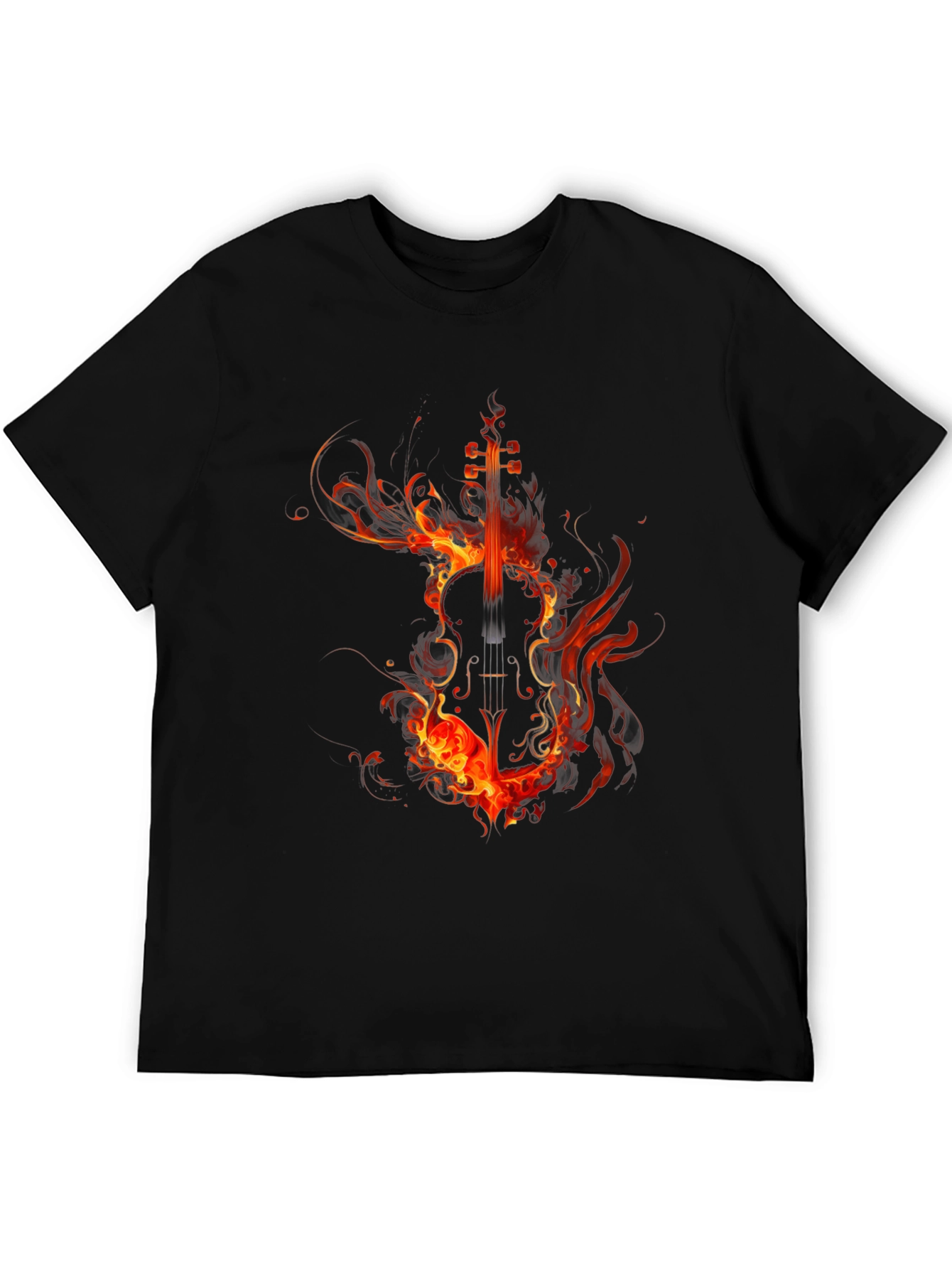 Fiery Violin Graphic T-Shirt - Black