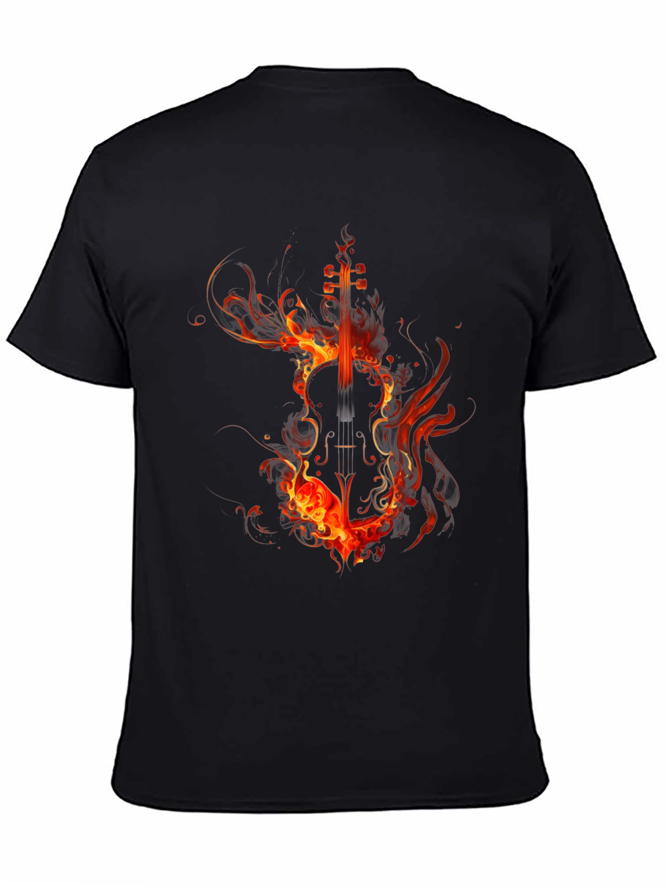 Fiery Violin Graphic T-Shirt - Black