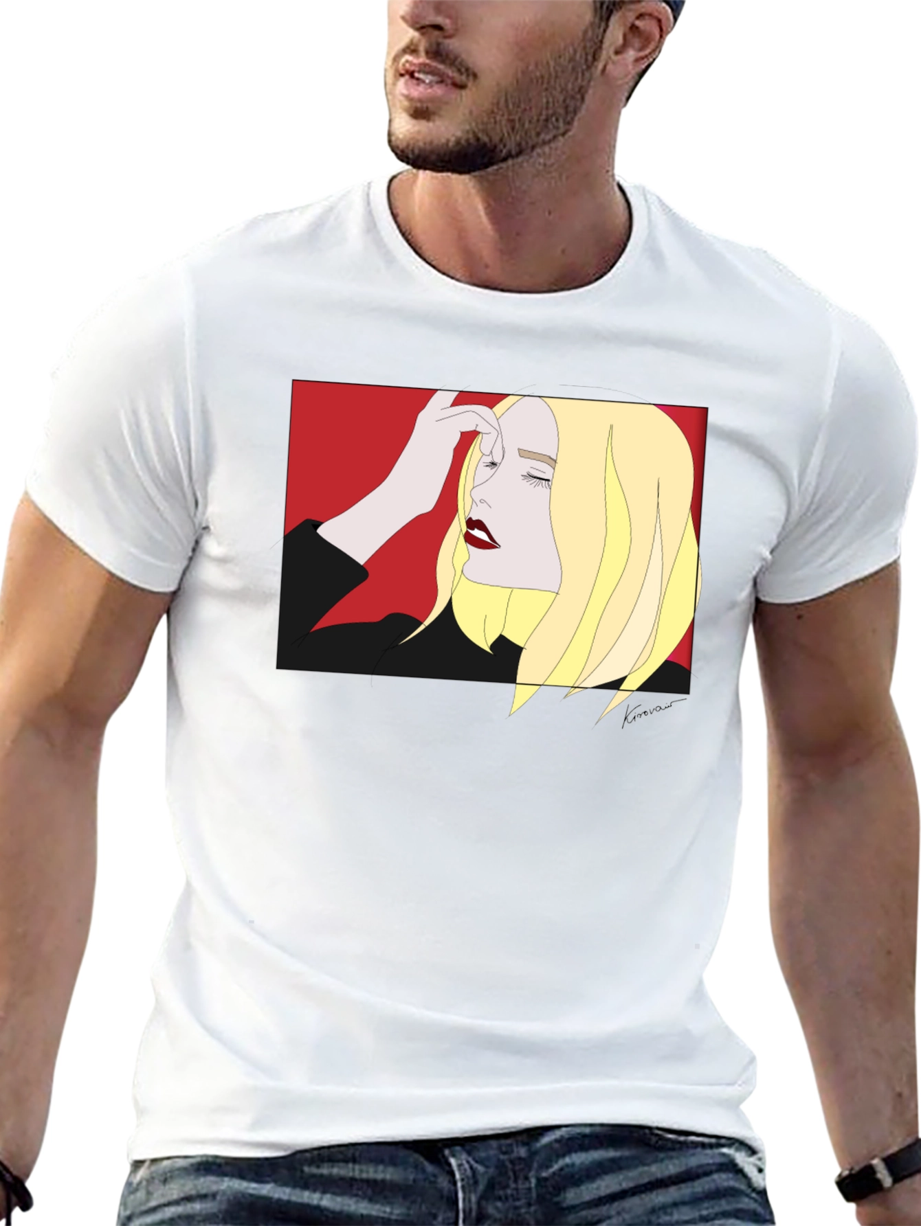 Black Graphic Tee - Stylish Woman Design