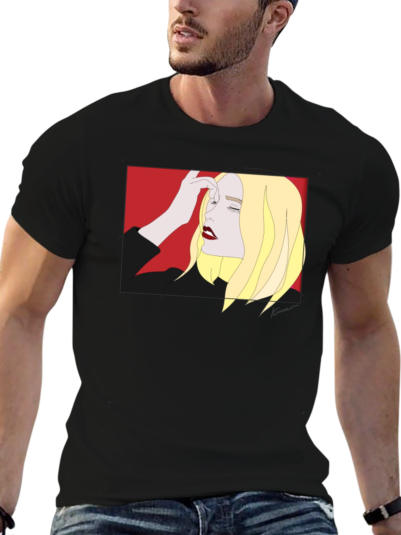 Black Graphic Tee - Stylish Woman Design