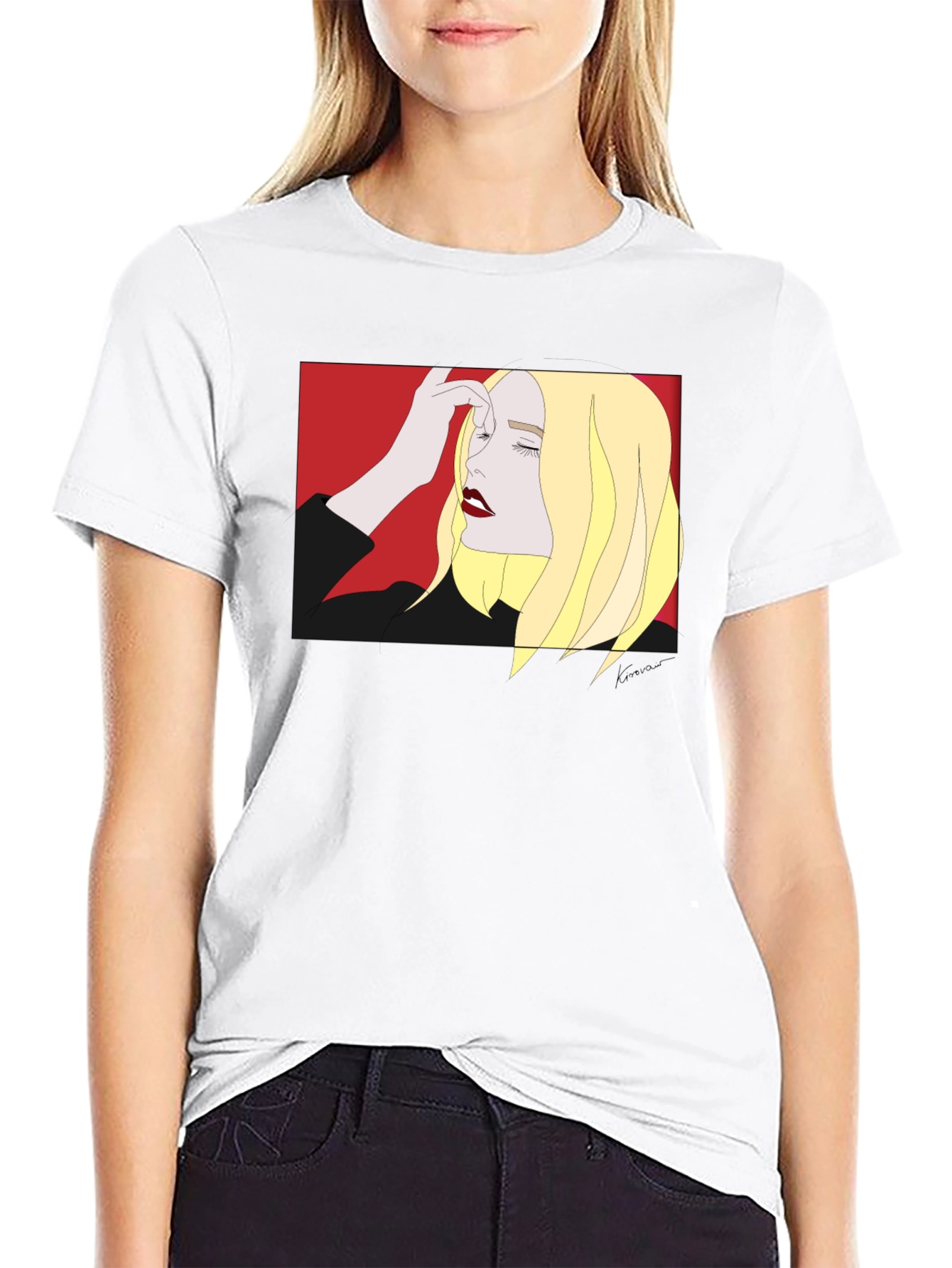 Black Graphic Tee - Stylish Woman Design