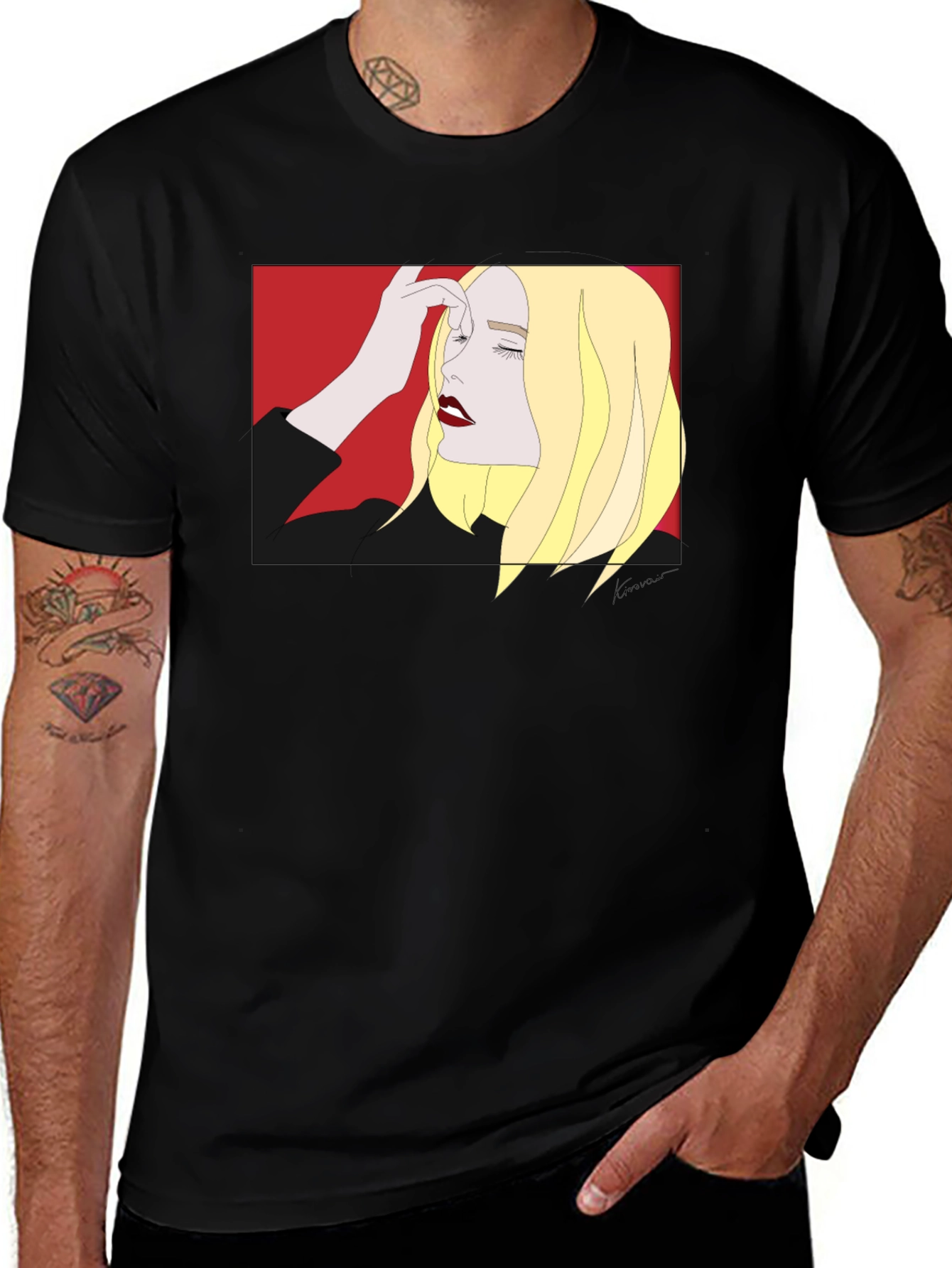 Black Graphic Tee - Stylish Woman Design