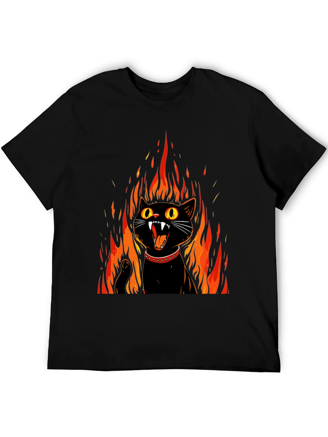 Fiery Cat Graphic T-Shirt