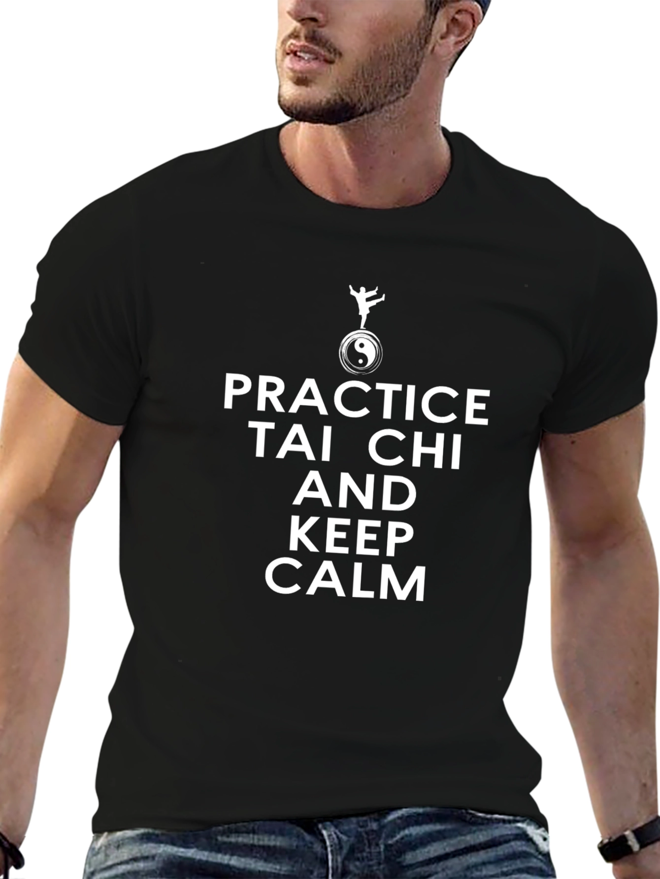 Practice Tai Chi and Keep Calm Black T-Shirt