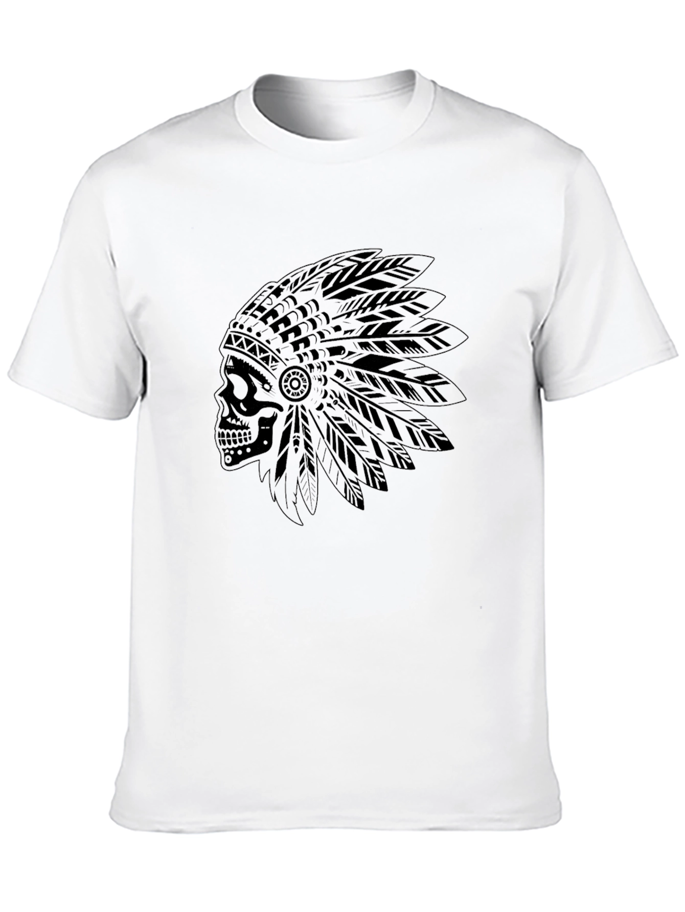 Skull Indian Headdress Black T-Shirt