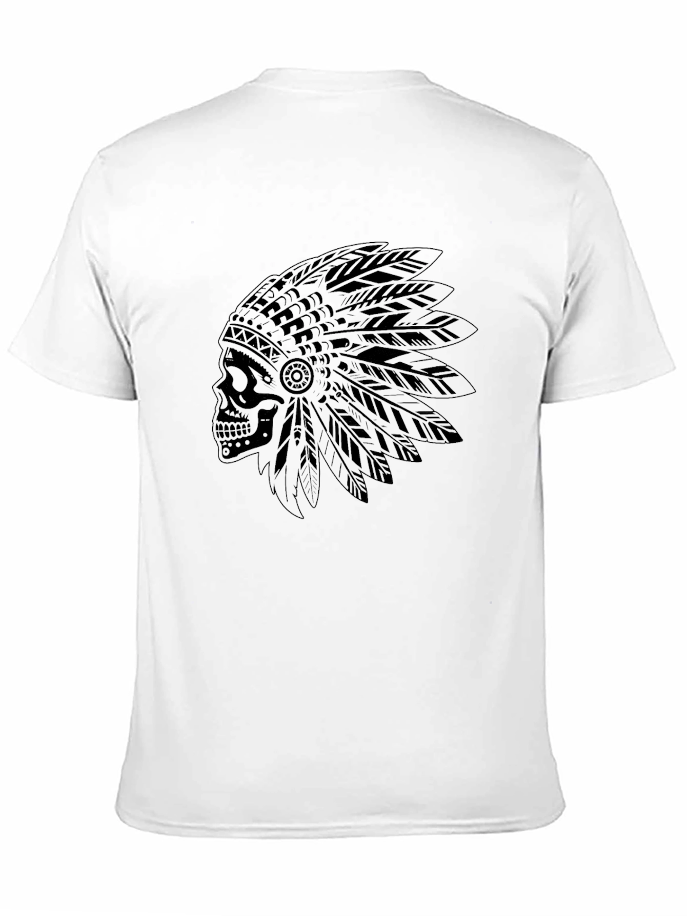 Skull Indian Headdress Black T-Shirt