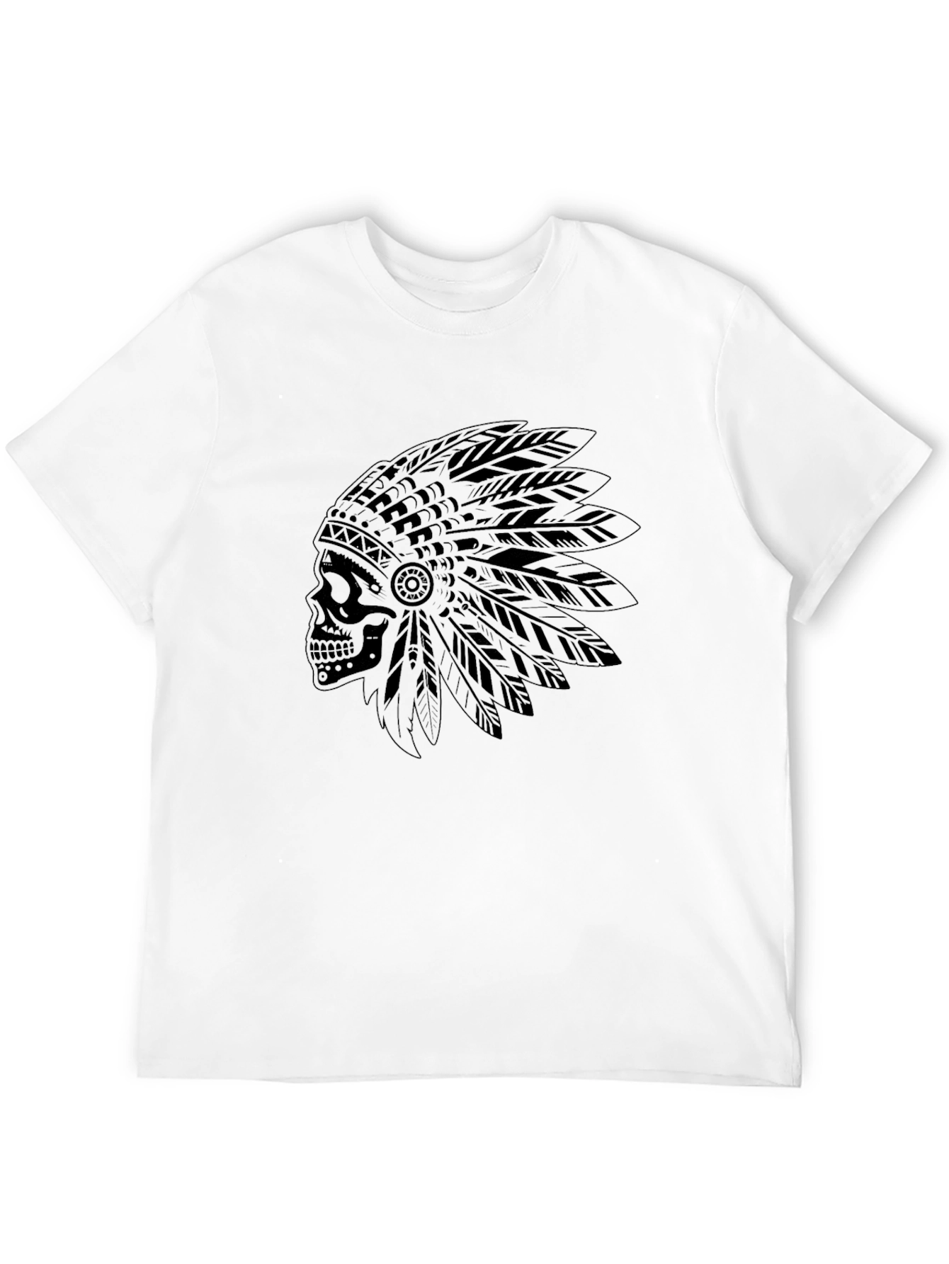 Skull Indian Headdress Black T-Shirt