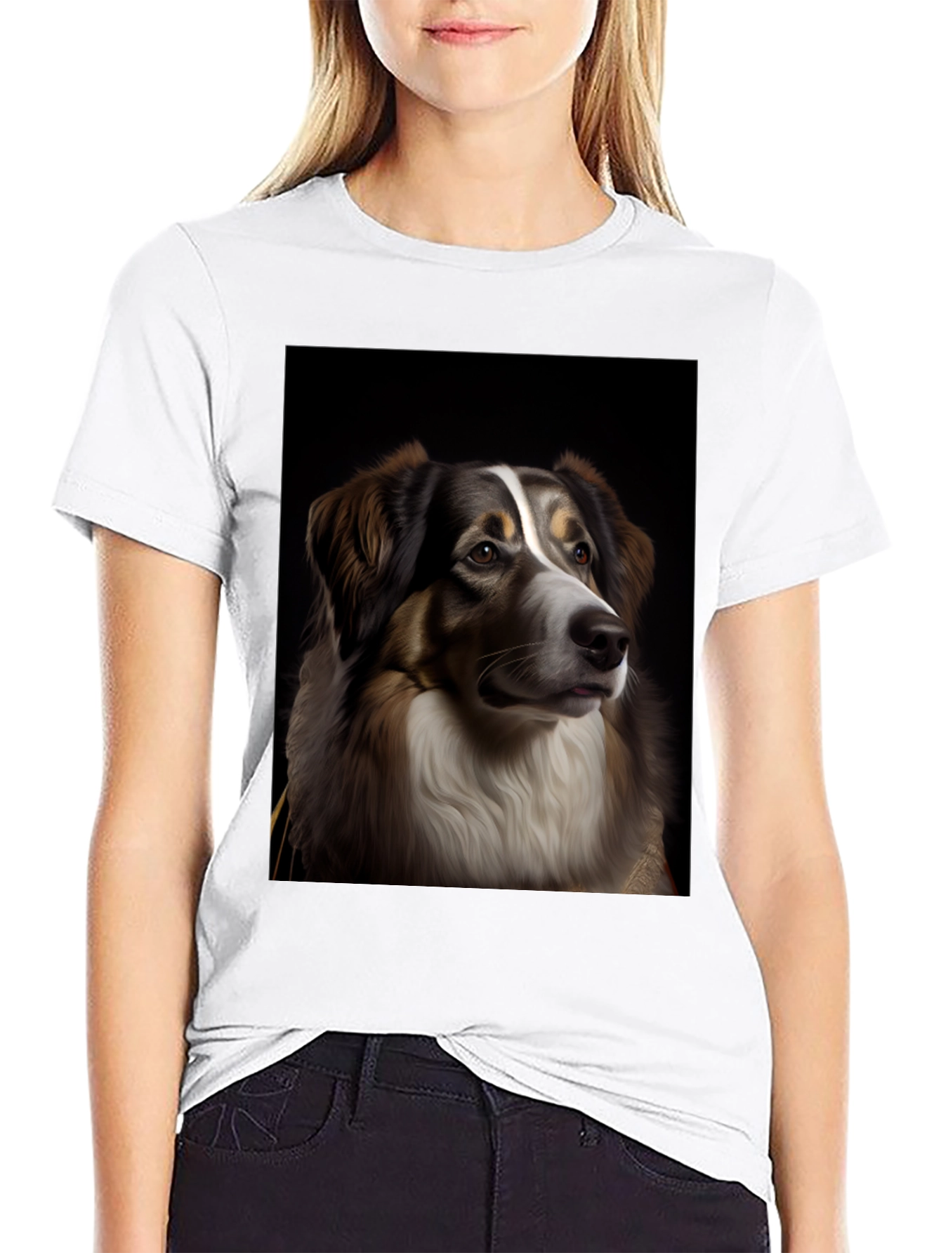 Dog Portrait Graphic Tee - Black T-Shirt