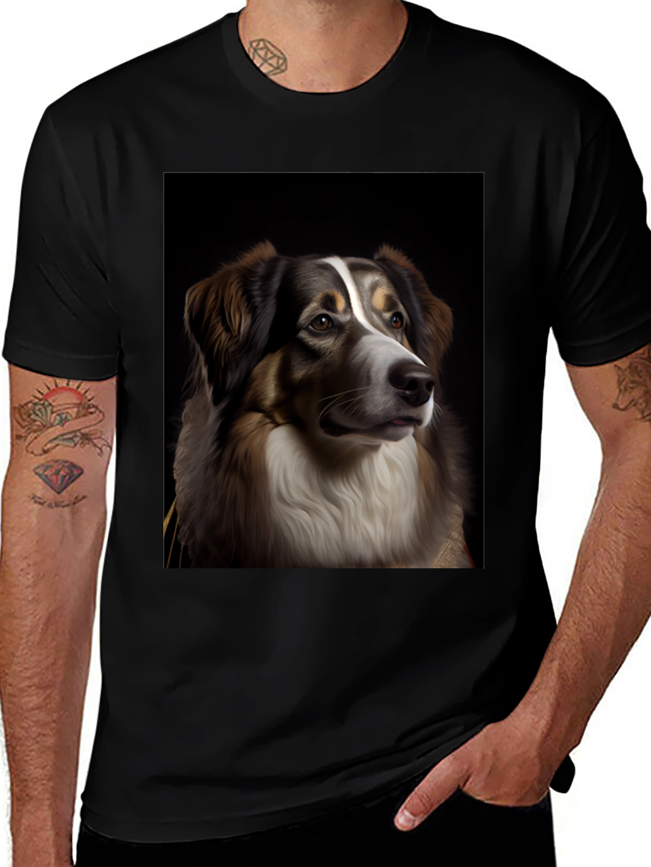 Dog Portrait Graphic Tee - Black T-Shirt