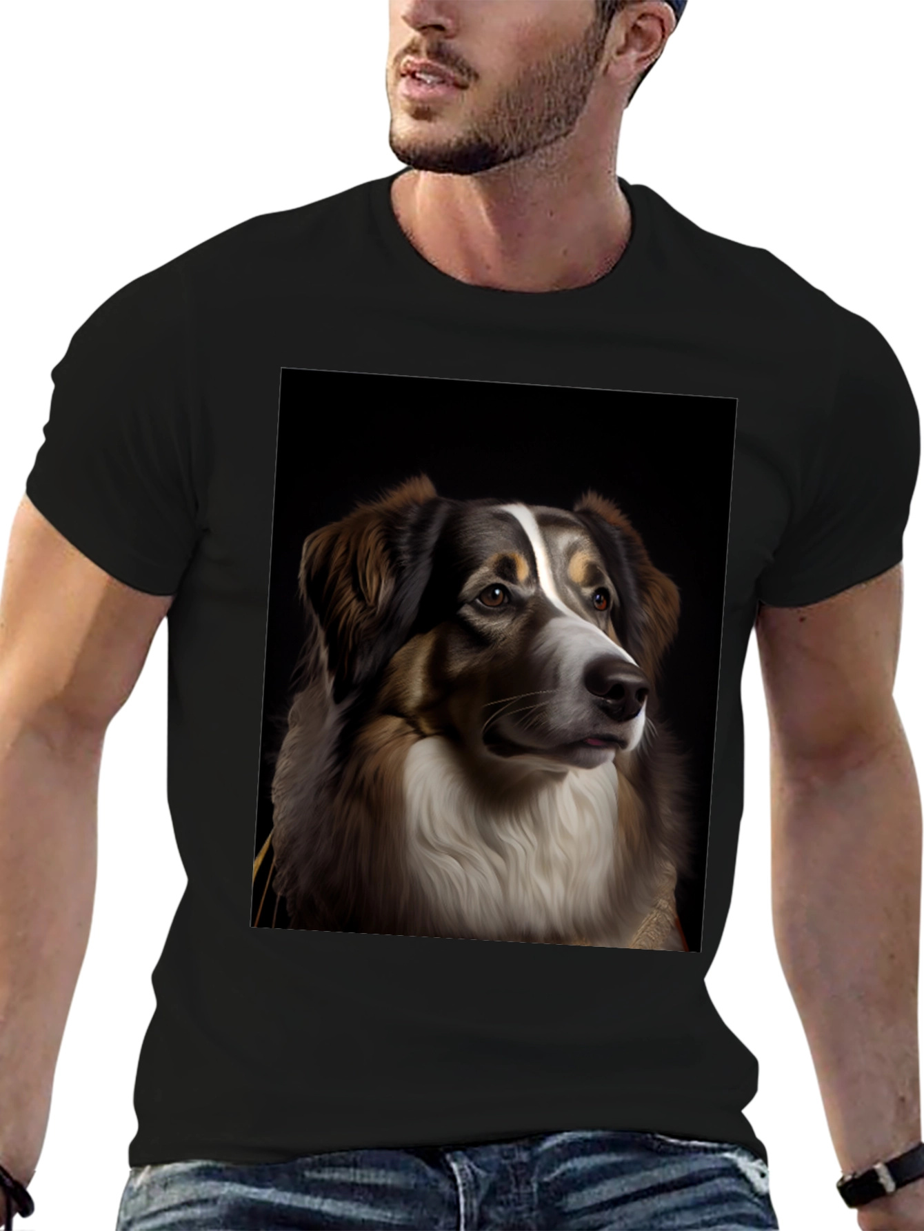Dog Portrait Graphic Tee - Black T-Shirt