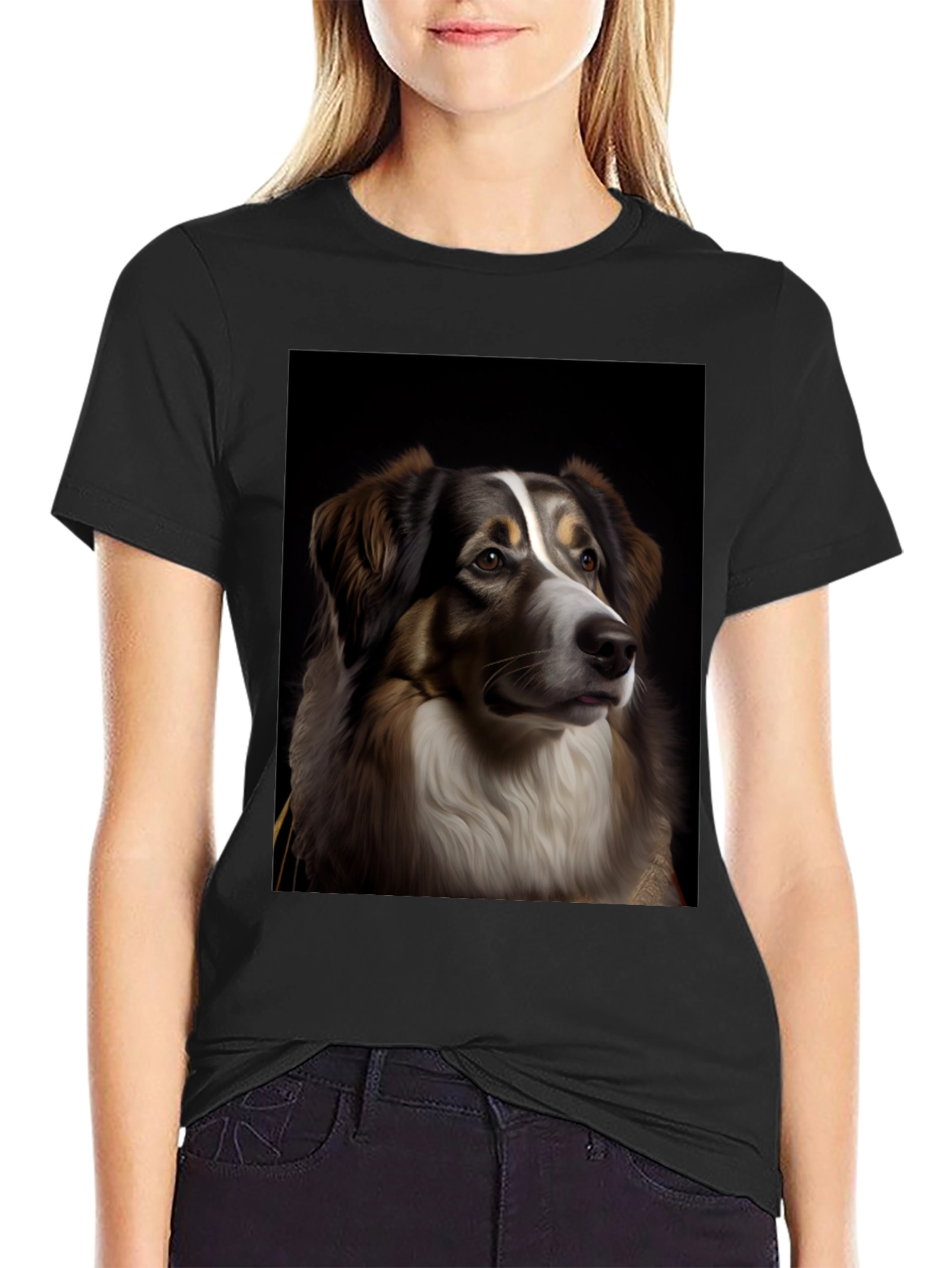 Dog Portrait Graphic Tee - Black T-Shirt