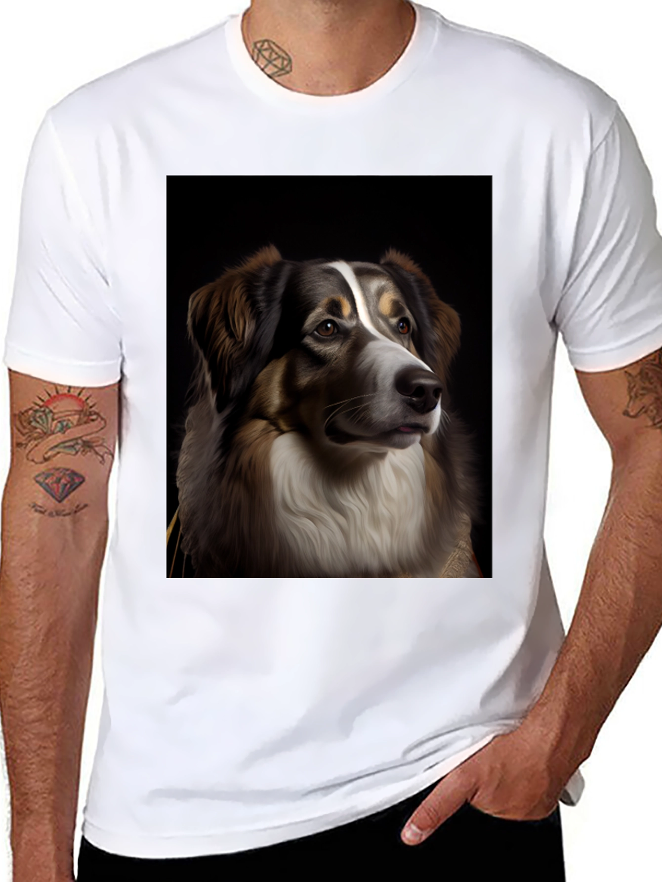 Dog Portrait Graphic Tee - Black T-Shirt