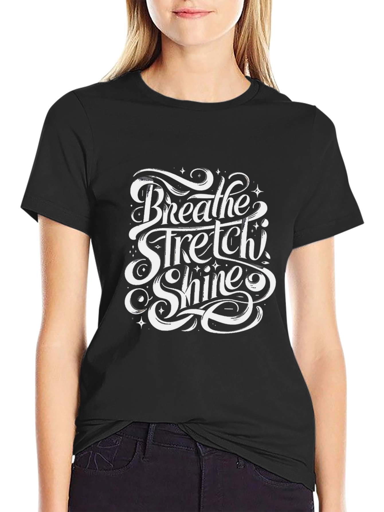 Breathe Stretch Shine Graphic T-Shirt - Black