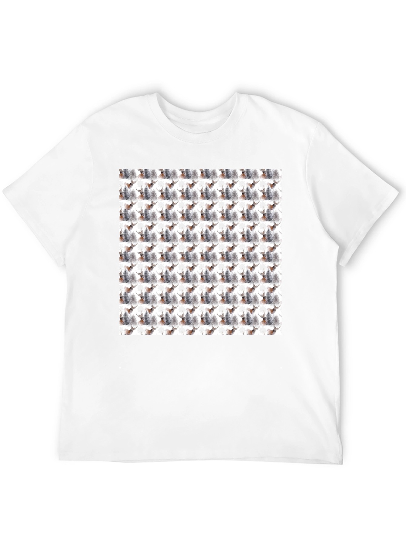 Deer Forest Pattern Black T-Shirt