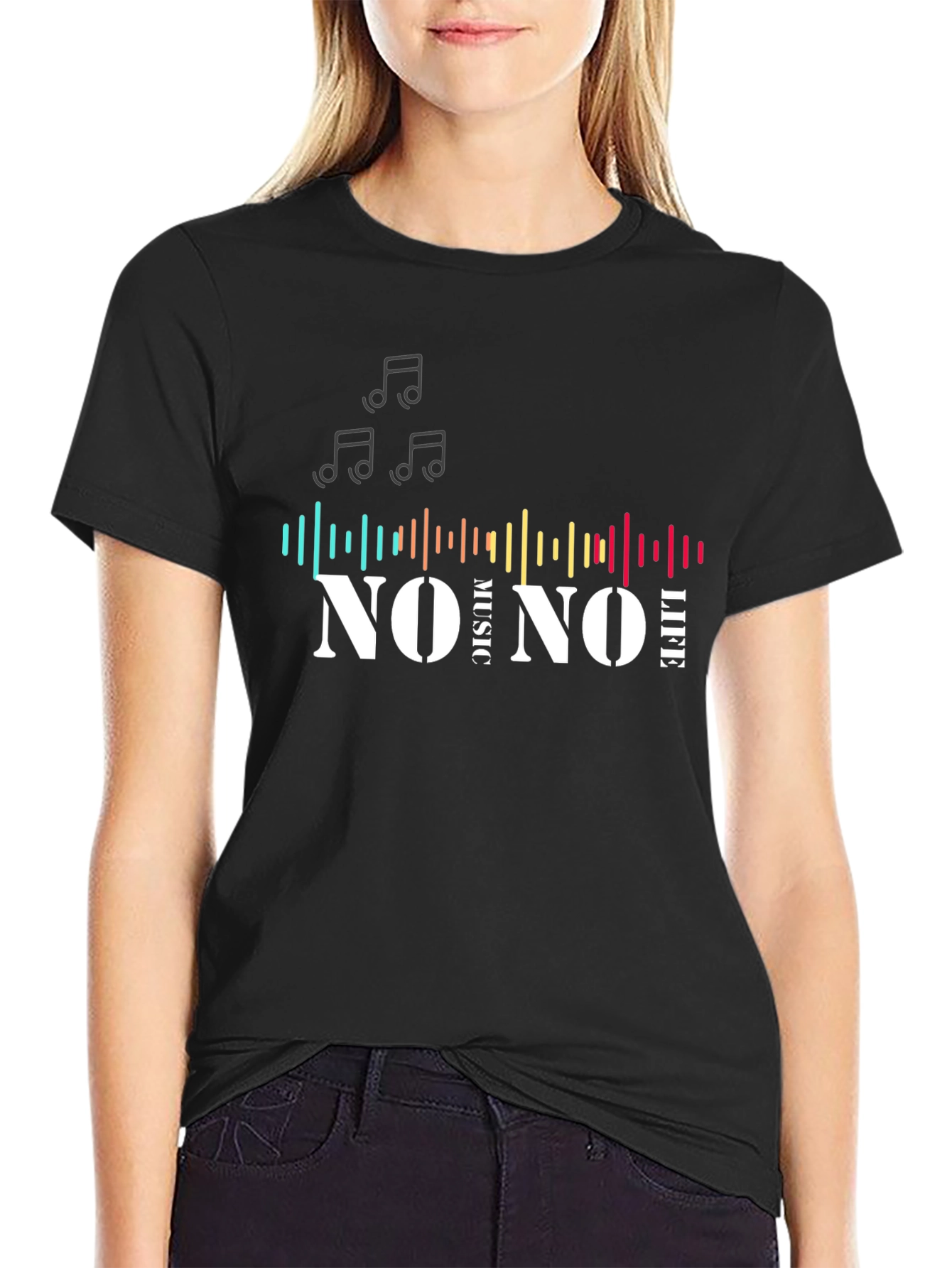 No Music No Life Black T-Shirt