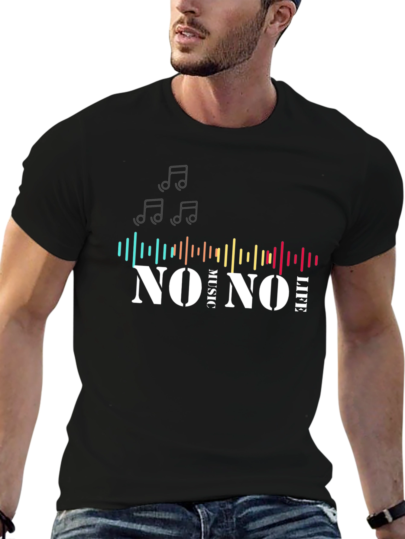 No Music No Life Black T-Shirt