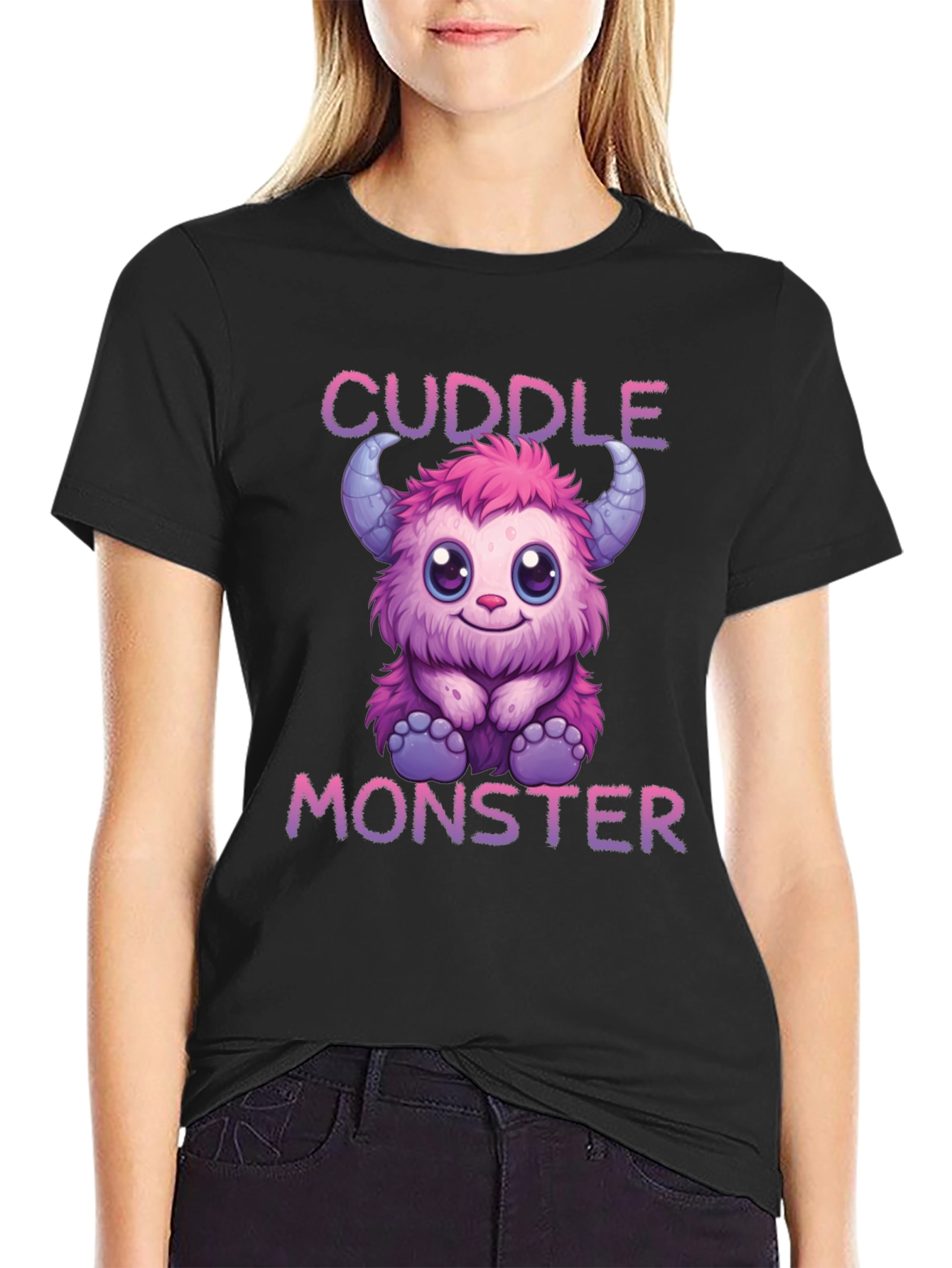 Cuddle Monster Black T-Shirt