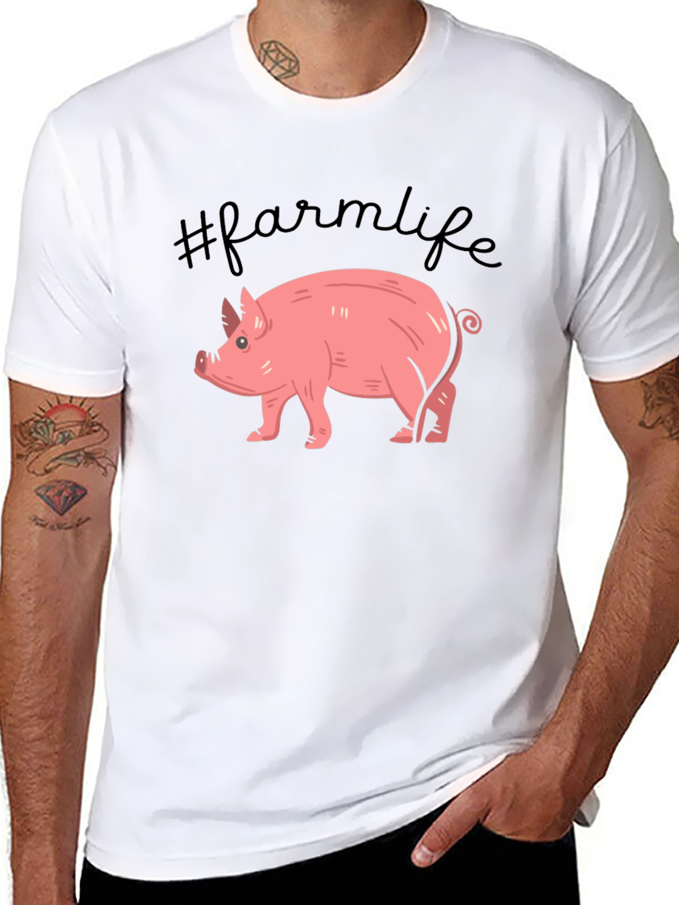 Farm Life Pig Graphic Tee - Unisex Black T-Shirt