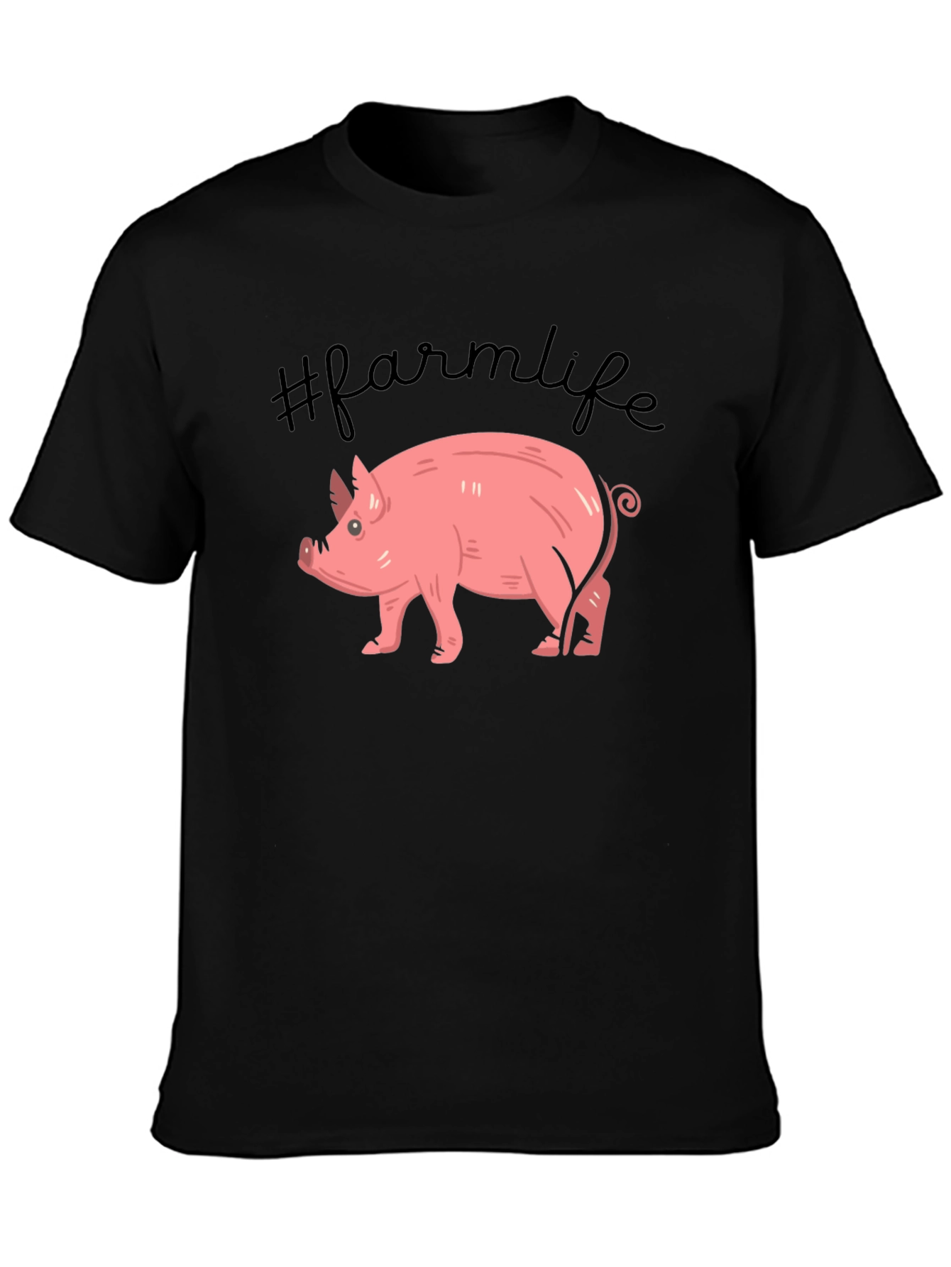 Farm Life Pig Graphic Tee - Unisex Black T-Shirt